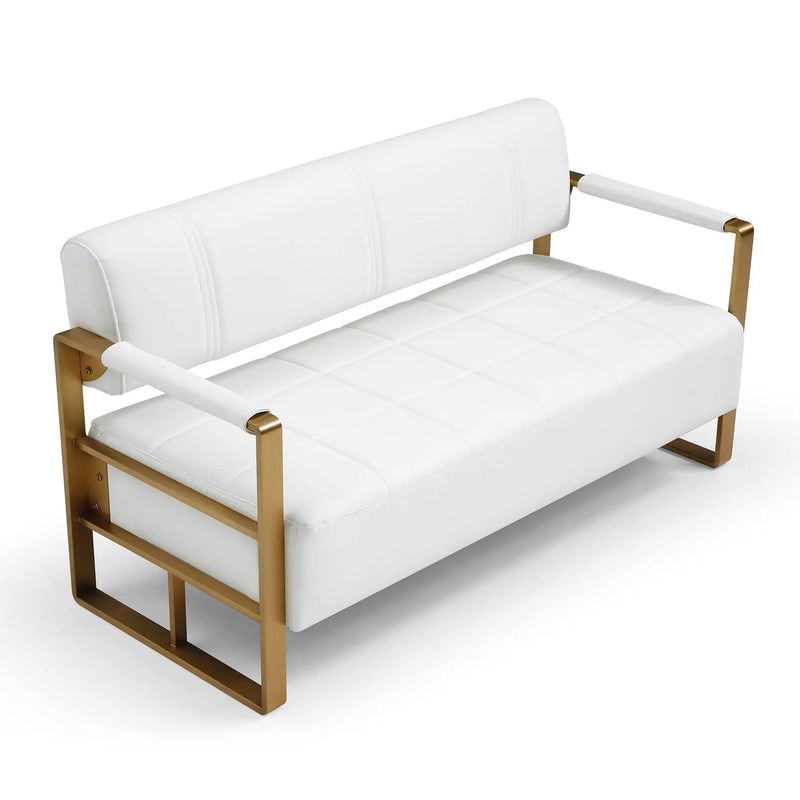 Modern Upholstery Accent Loveseat Sofa For Living Room 2 Seater With Metal Arms by HouseOfZazla