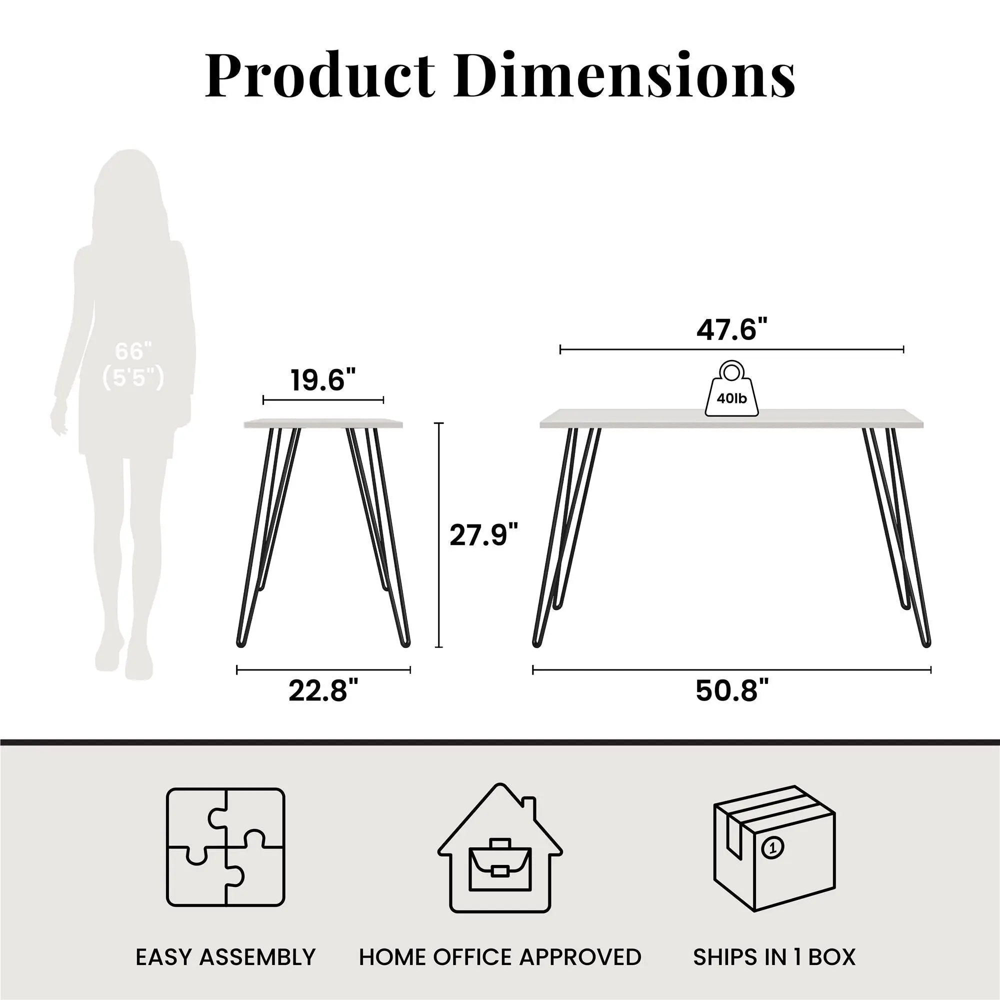 Writing Desk With Hairpin Legs For Study Or Work - White Oak by Unique Piece Furniture