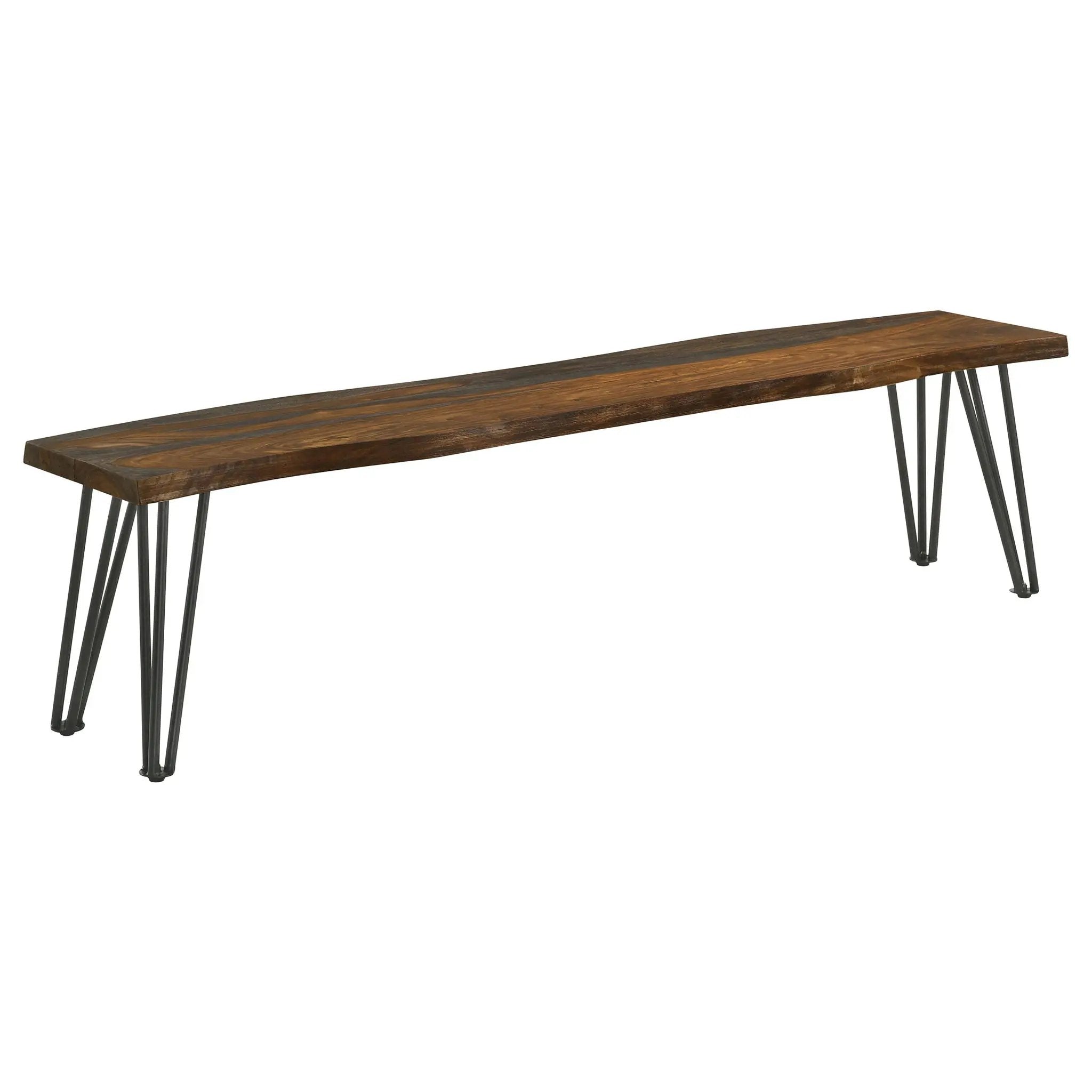 Neve Live Edge Wood Dining Bench Hairpin Legs Grey Sheesham by Unique Piece Furniture