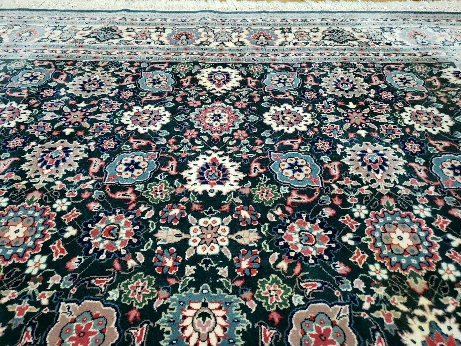 8' X 10' Handmade Indian Oriental Wool Rug Carpet Organic Dye Forest Green Nice by Jewel Rugs
