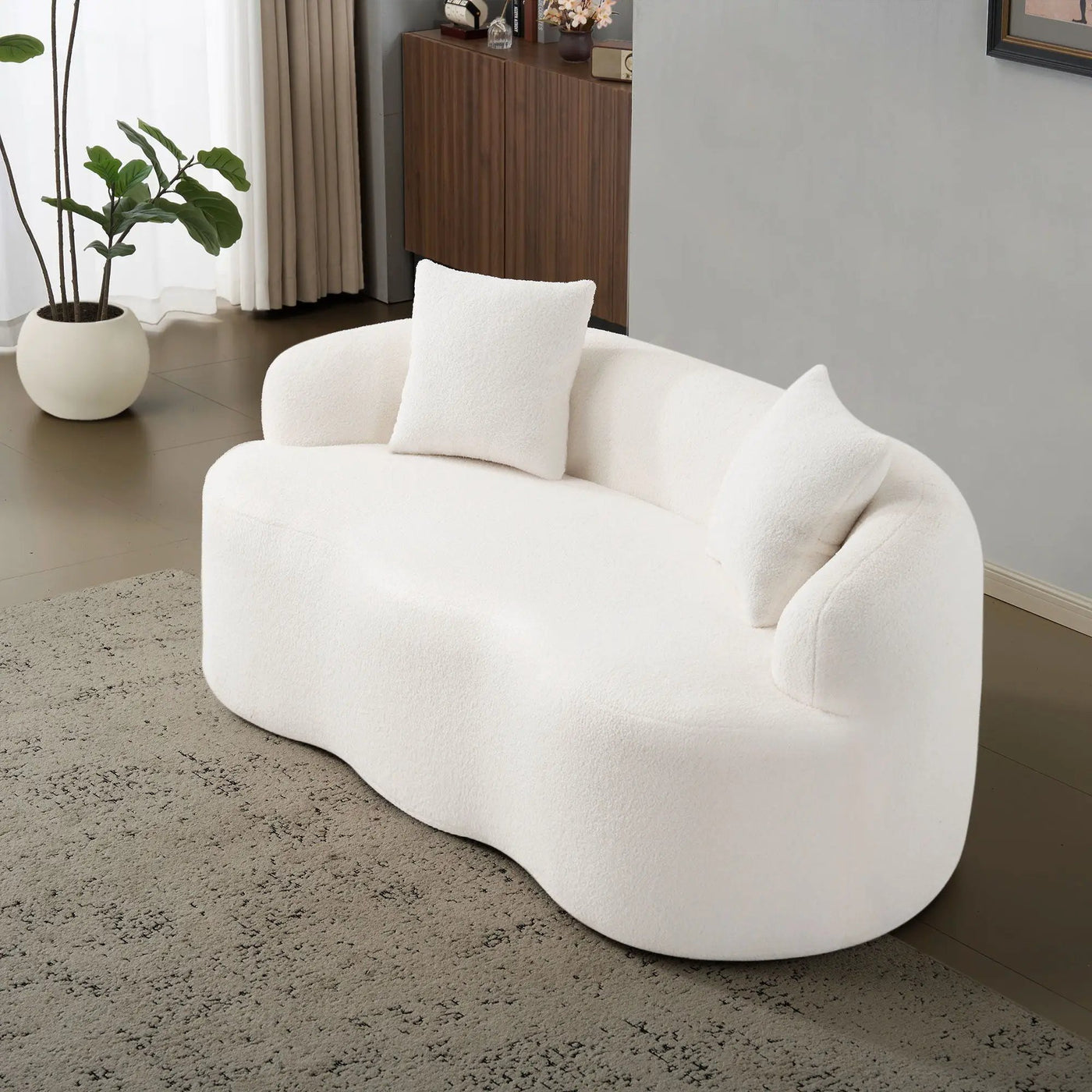 Curved Loveseat Sofa With Round Armrest by HouseOfZazla
