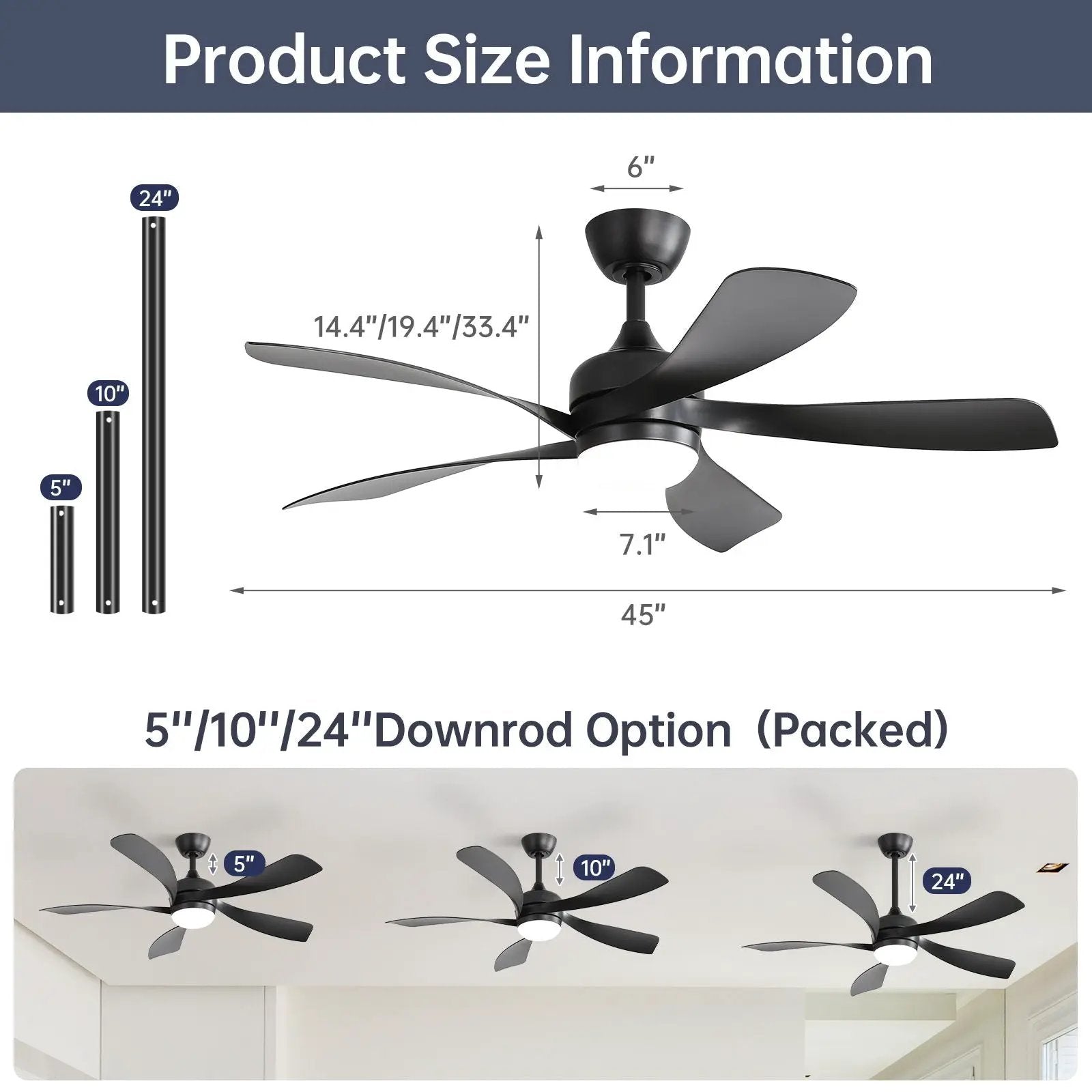 Ceiling Fan with DC Motor and Integrated Light by HouseOfZazla