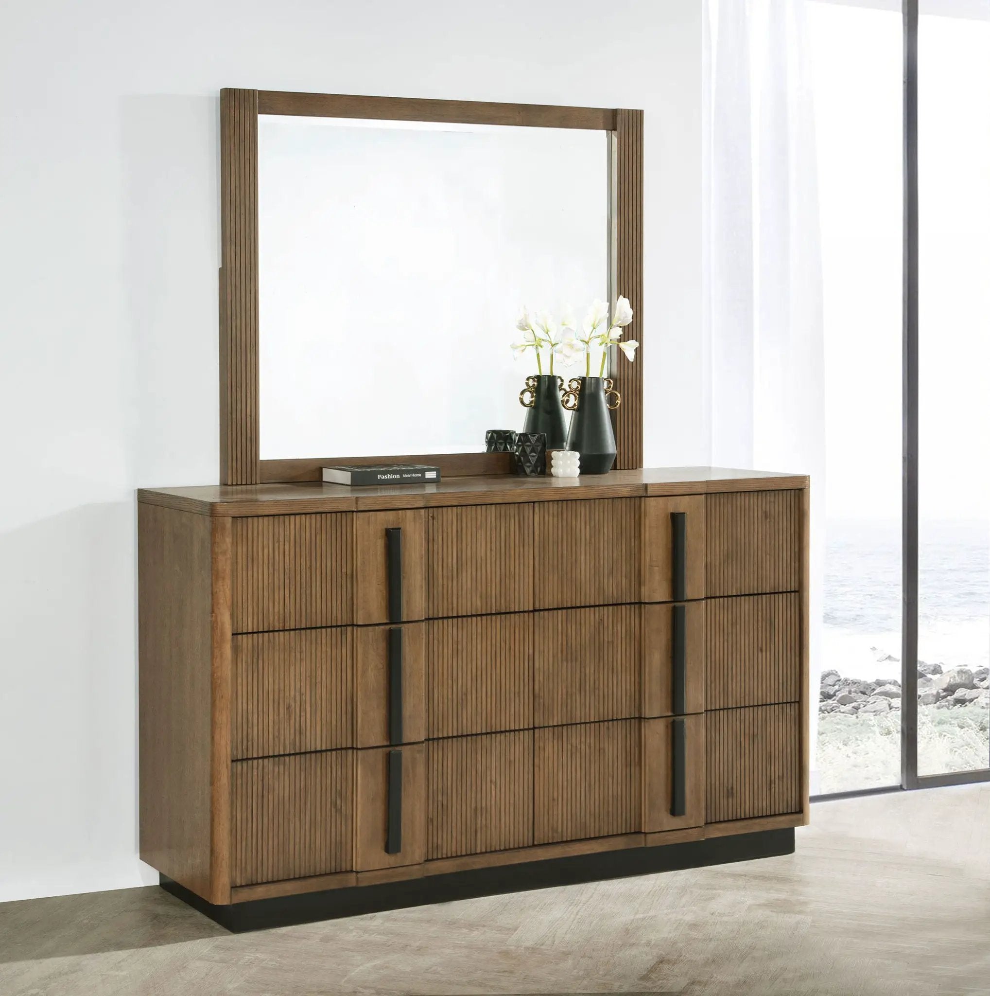 Terrace 6-drawer Dresser and Mirror Ash Brown by Unique Piece Furniture