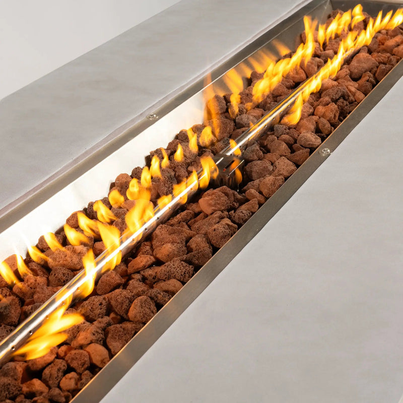 Outdoor 60-Inch Rectangular Dark Grey Concrete Fire Pit Table by HouseOfZazla