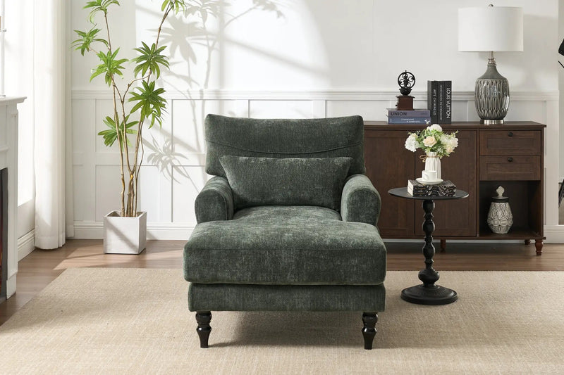 Modern Chaise Lounge Upholstered Sofa Recliner Chair in Green by HouseOfZazla