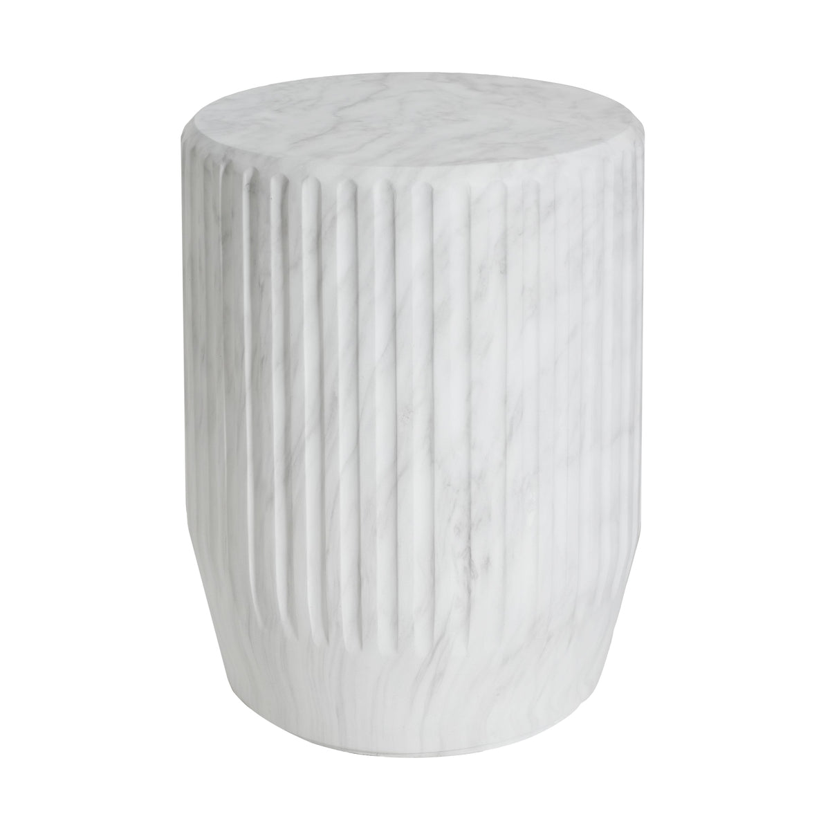Outdoor Cicci Carved Side Table with Concrete Finish - White or Gold, photo 3 of 10