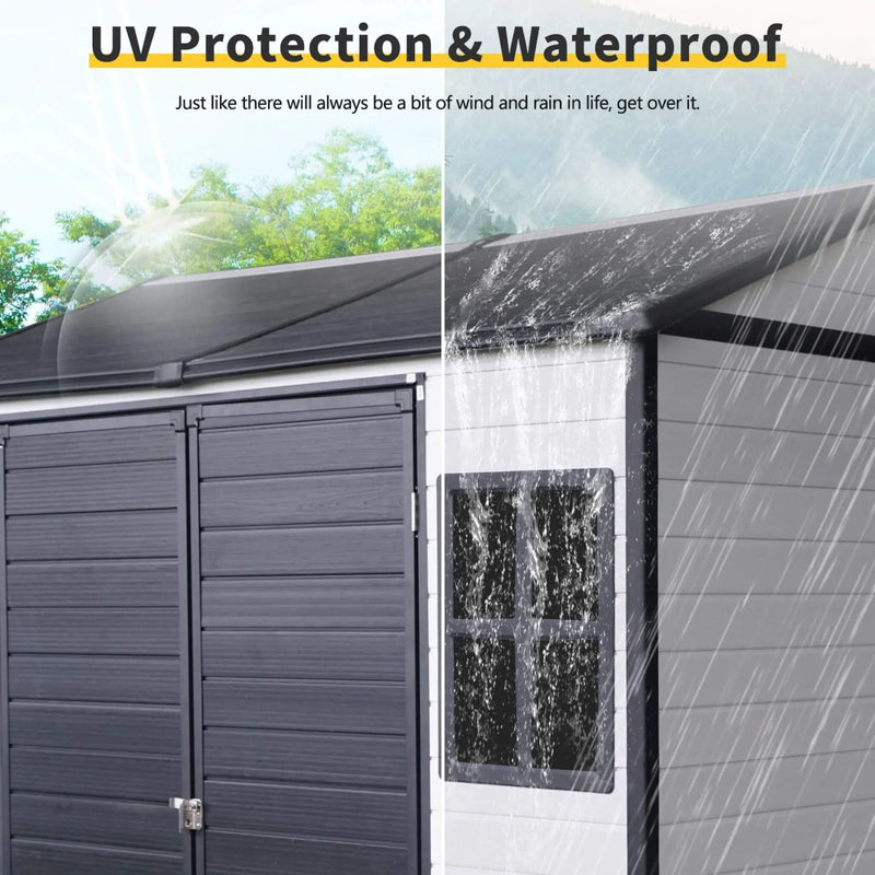 [06X08FT] Alora Heavy-Duty Outdoor Resin Storage Shed With Lockable Doors And Built-In Floor (SAK26342) by SAKSBY WHOLESALE