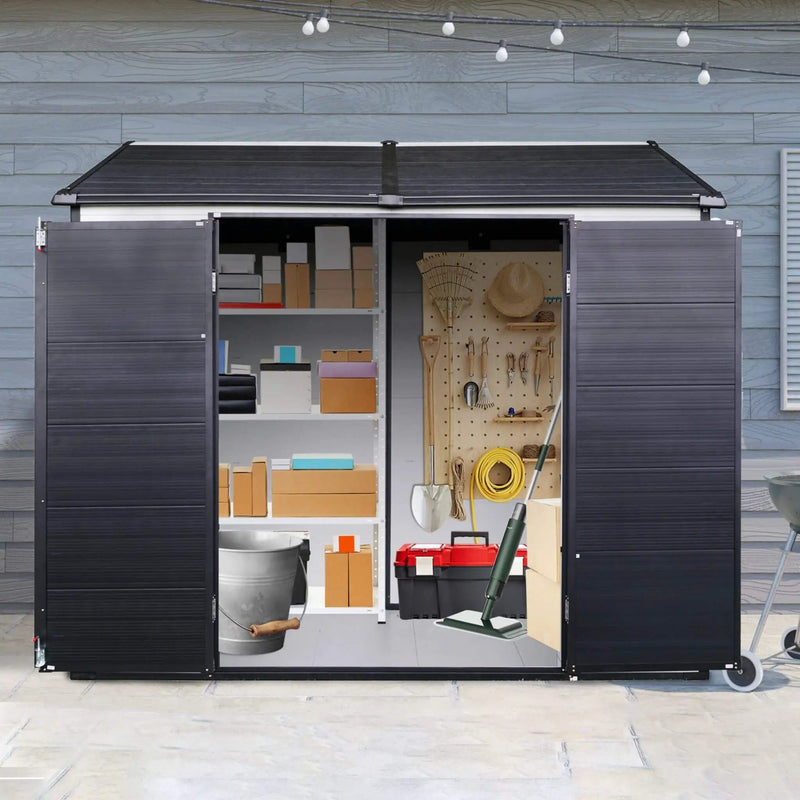 [06X08FT] Alora Heavy-Duty Outdoor Resin Storage Shed With Lockable Doors And Built-In Floor (SAK26342) by SAKSBY WHOLESALE