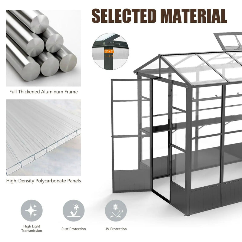 [06X08FT] Heavy-Duty Outdoor Polycarbonate Greenhouse With Fully Automatic Temperature Control Vent (SAK51892) by SAKSBY WHOLESALE