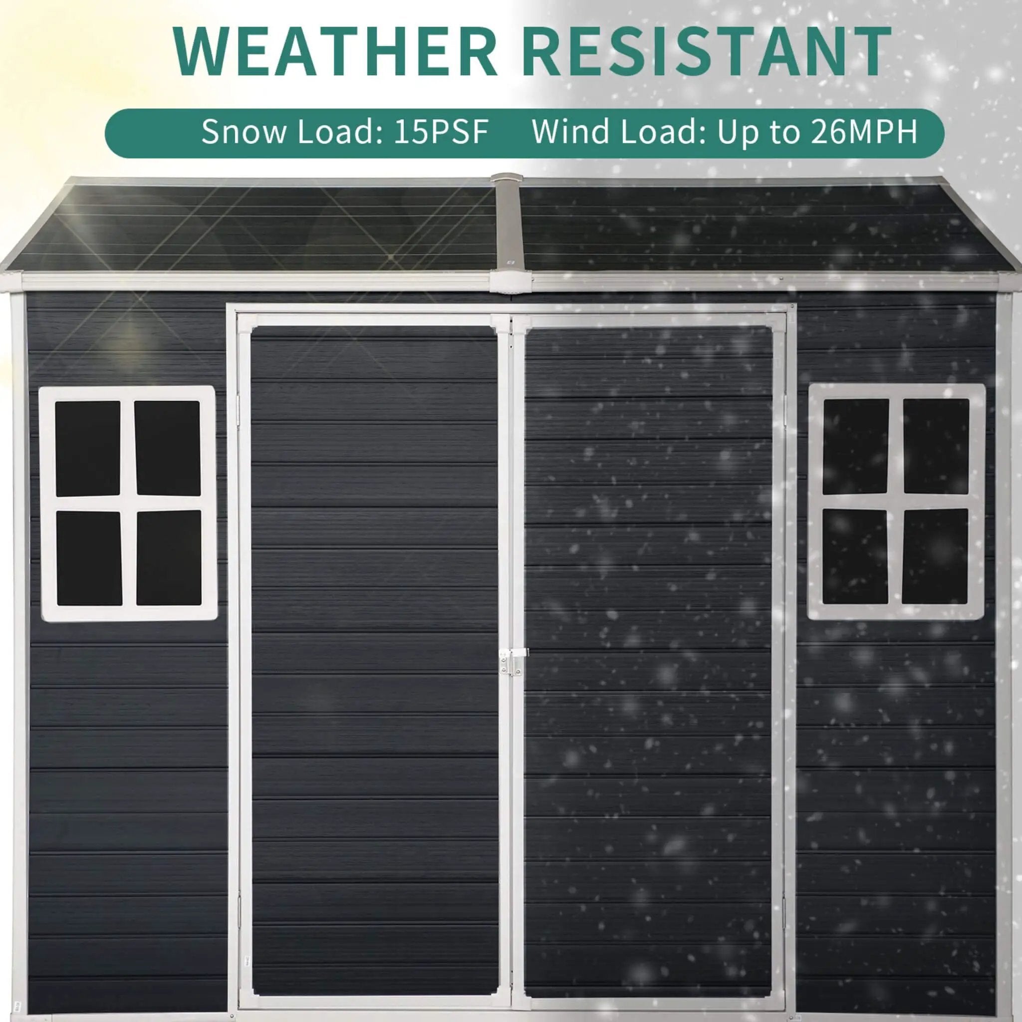 [06X08FT] Alora Outdoor Resin Patio Garden Shed With Floor, 2 Windows, And Lockable Doors (SAK54953) by SAKSBY WHOLESALE