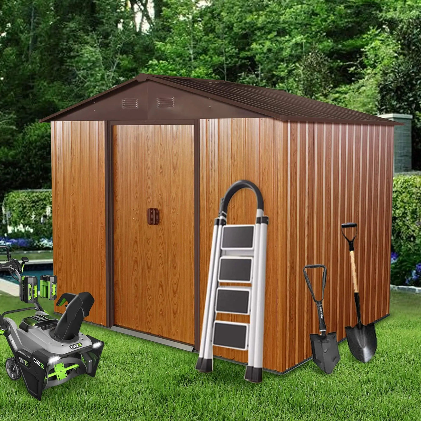 [06X08FT] Premium Outdoor Metal Storage Shed With Metal Floor Frame (SAK95204) by SAKSBY WHOLESALE
