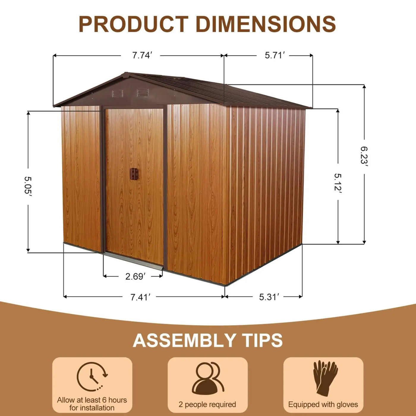 [06X08FT] Premium Outdoor Metal Storage Shed With Metal Floor Frame (SAK95204) by SAKSBY WHOLESALE