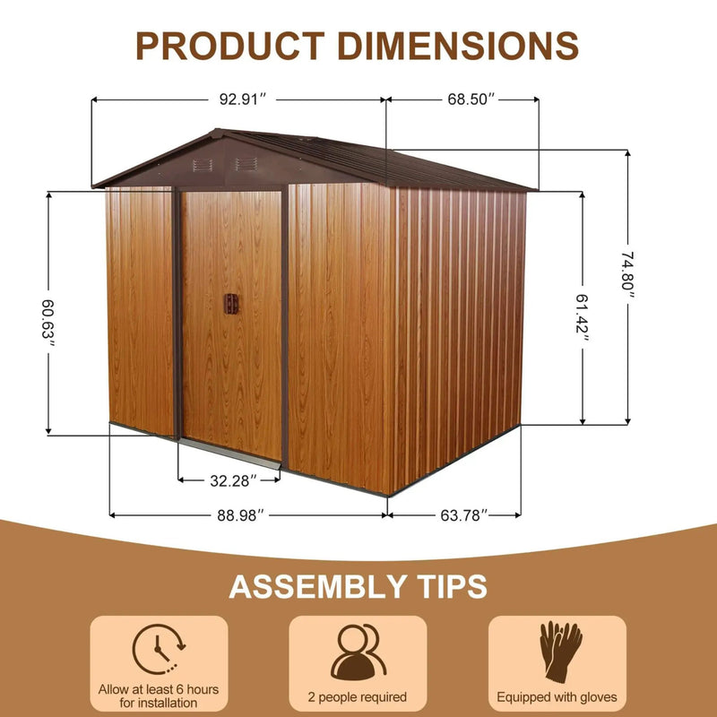 [06X08FT] Alora Premium Outdoor Metal Storage Shed With Metal Floor Frame (SAK95204) by SAKSBY WHOLESALE