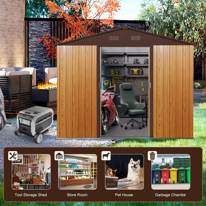 [06X08FT] Alora Premium Outdoor Metal Storage Shed With Metal Floor Frame (SAK95204) by SAKSBY WHOLESALE