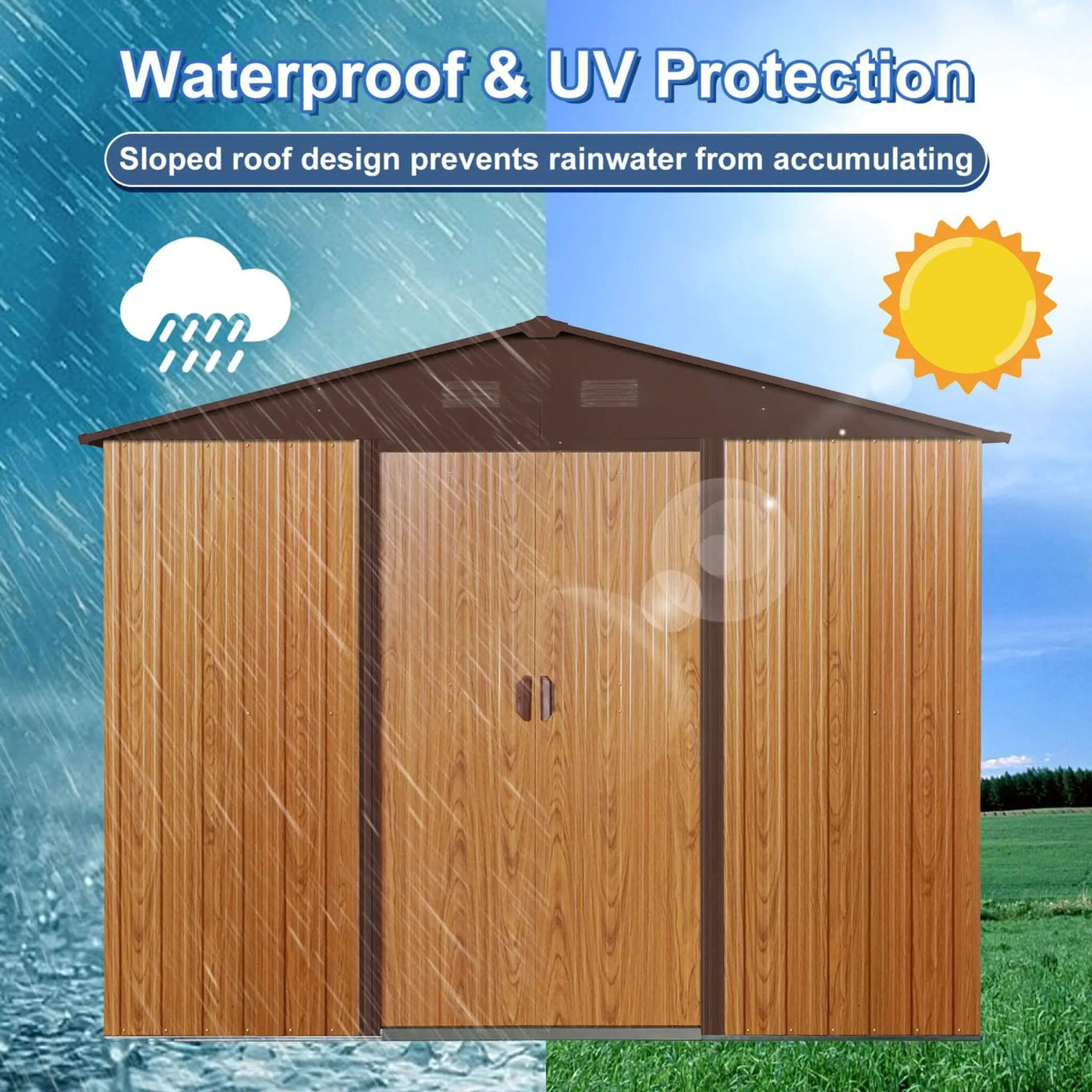 [06X08FT] Premium Outdoor Metal Storage Shed With Metal Floor Frame (SAK95204) by SAKSBY WHOLESALE