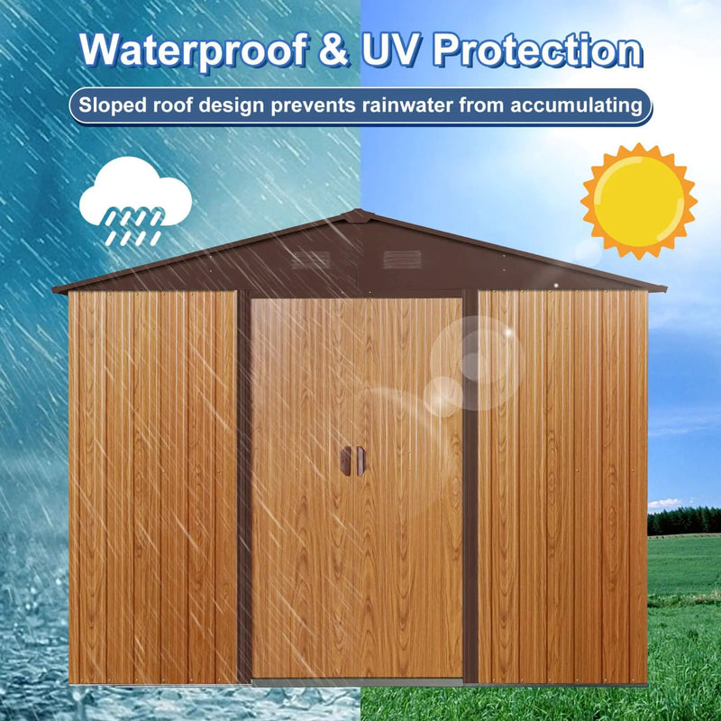 [06X08FT] Alora Premium Outdoor Metal Storage Shed With Metal Floor Frame (SAK95204) by SAKSBY WHOLESALE