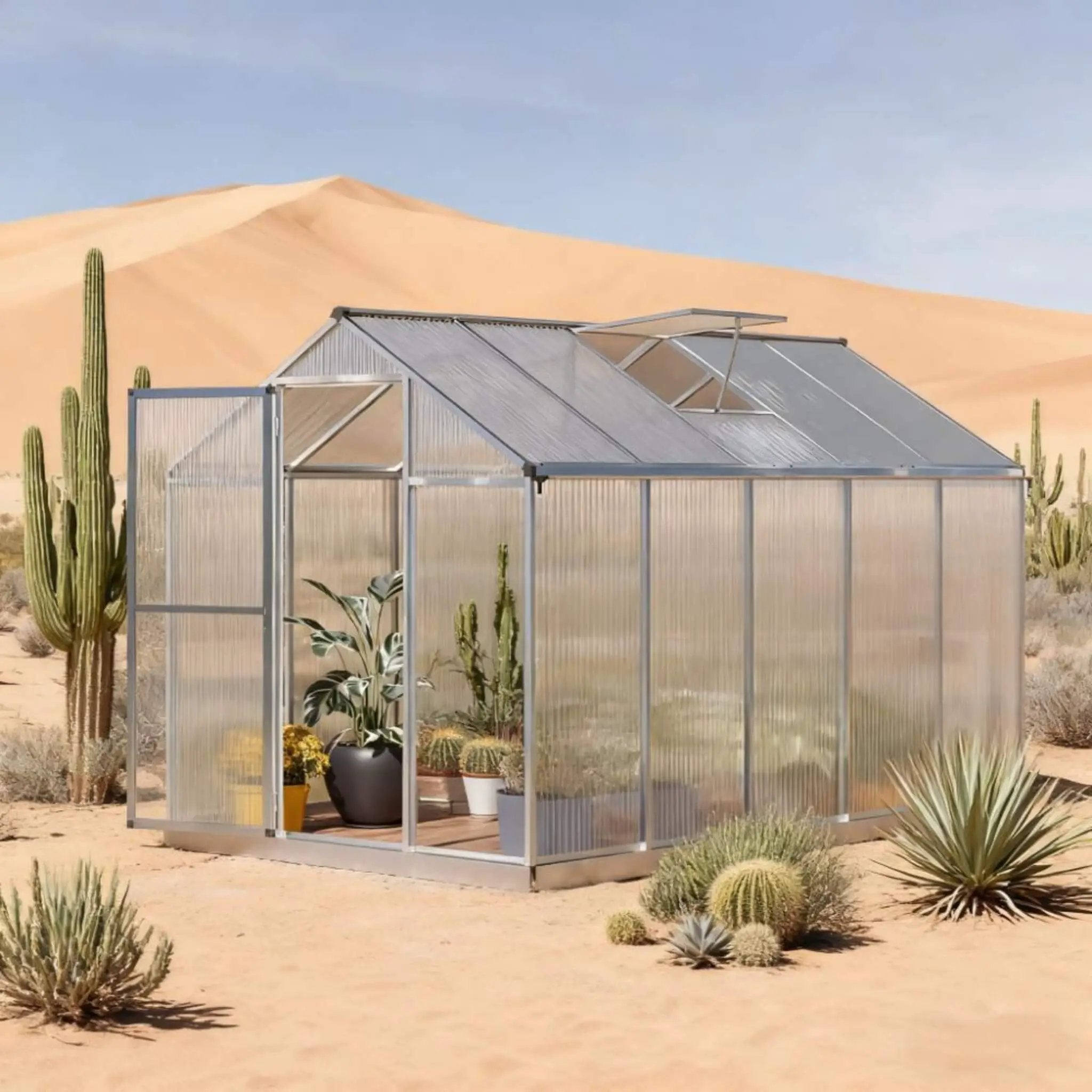 06X10FT] Large Walk-In Backyard Greenhouse W/ Rainwater Collection Sy