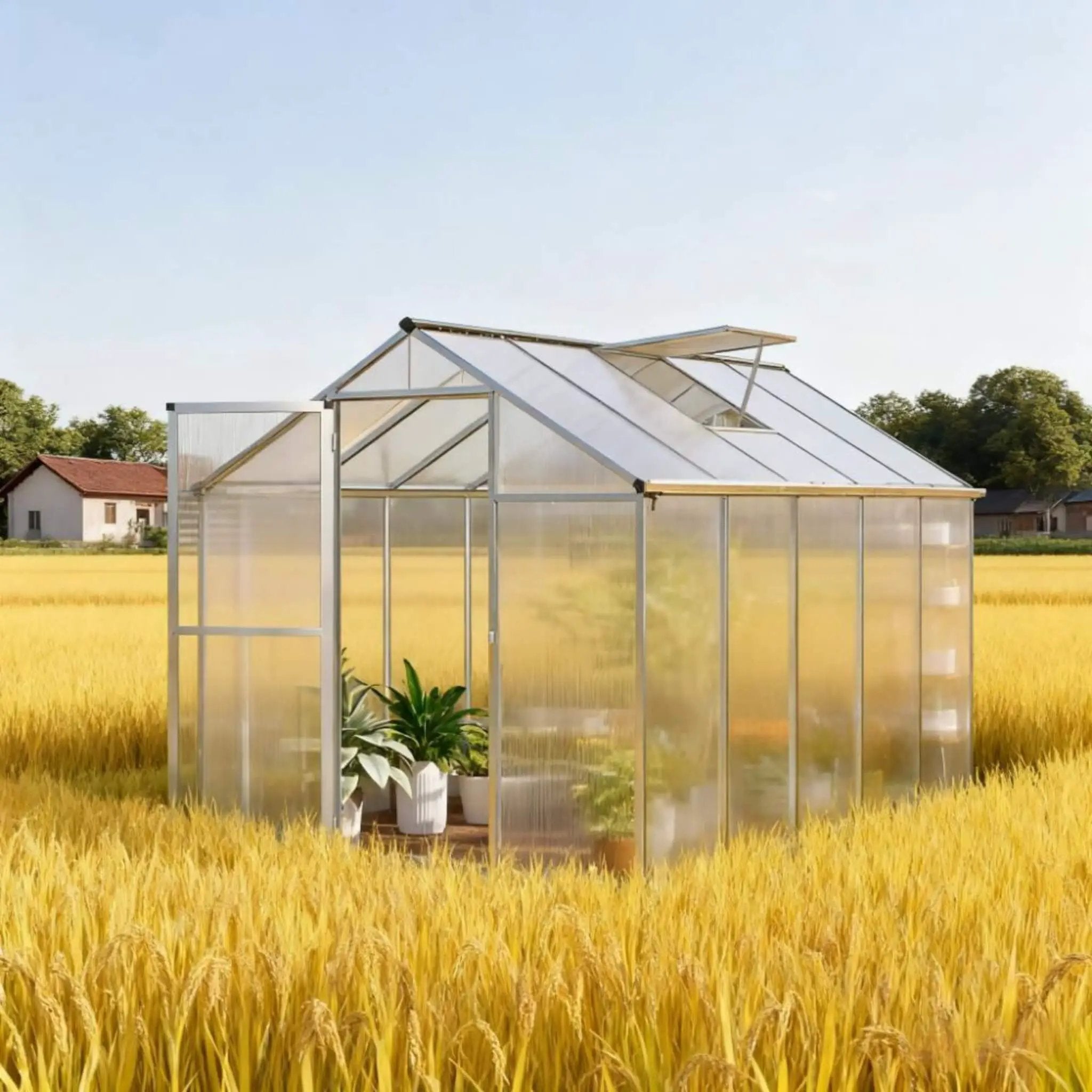 [06X10FT] Large Walk-In Backyard Greenhouse W/ Rainwater Collection System And Roof Vent (SAK93581) by SAKSBY WHOLESALE