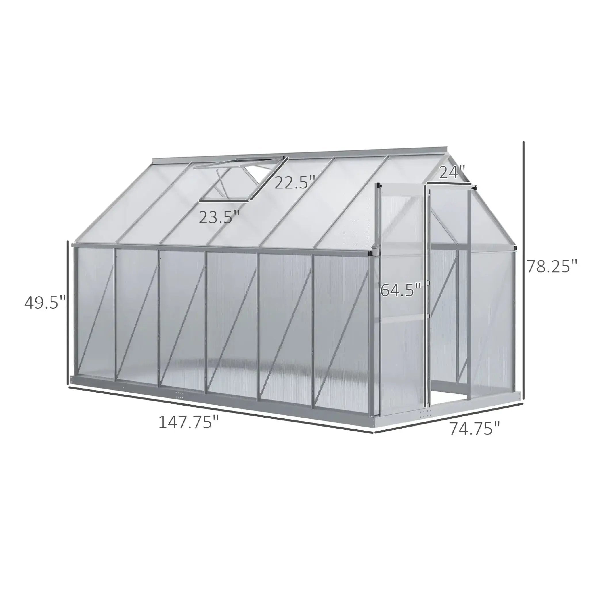 [06X12FT] Heavy-Duty Aluminum Walk-In Greenhouse With Rooftop Vent And Sliding Door (SAK69048) by SAKSBY WHOLESALE
