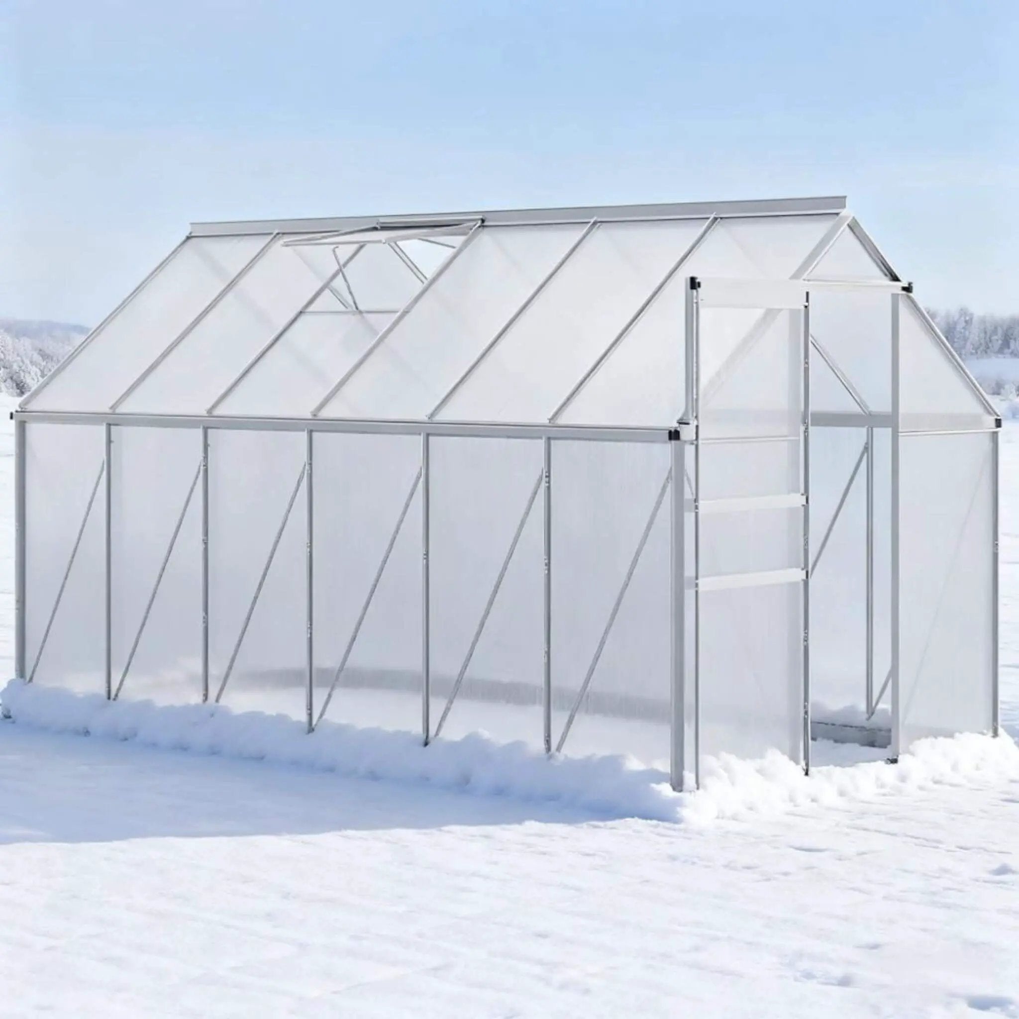 [06X12FT] Heavy-Duty Aluminum Walk-In Greenhouse With Rooftop Vent And Sliding Door (SAK69048) by SAKSBY WHOLESALE