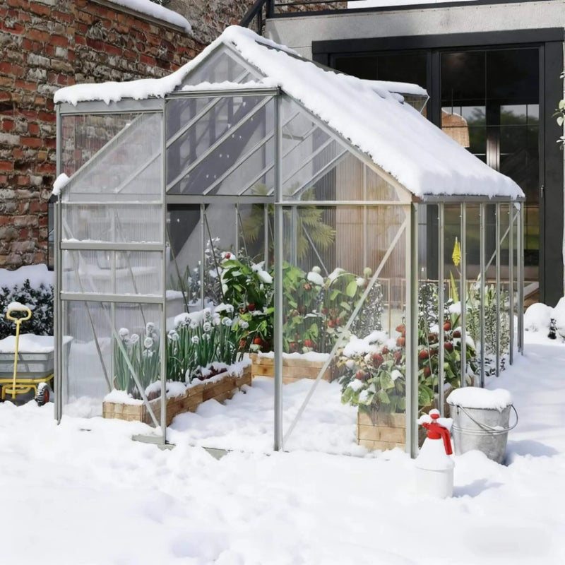 [06X12FT] Heavy-Duty Aluminum Walk-In Greenhouse With Rooftop Vent And Sliding Door (SAK69048) by SAKSBY WHOLESALE