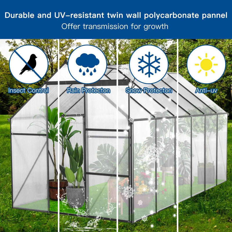 [06X12FT] Heavy-Duty Black Polycarbonate Greenhouse With Raised Base And Anchor (SAK92451) by SAKSBY WHOLESALE