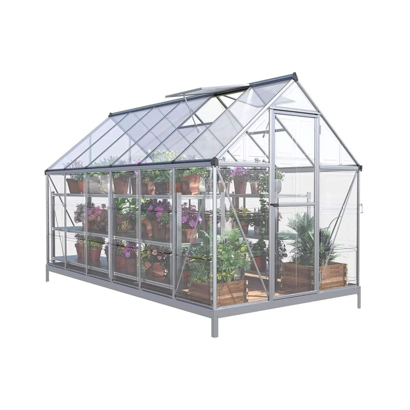 [06X12FT] Heavy-Duty Outdoor Aluminum Polycarbonate Walk-In Greenhouse With Lockable Hinged Door (SAK85247) by SAKSBY WHOLESALE