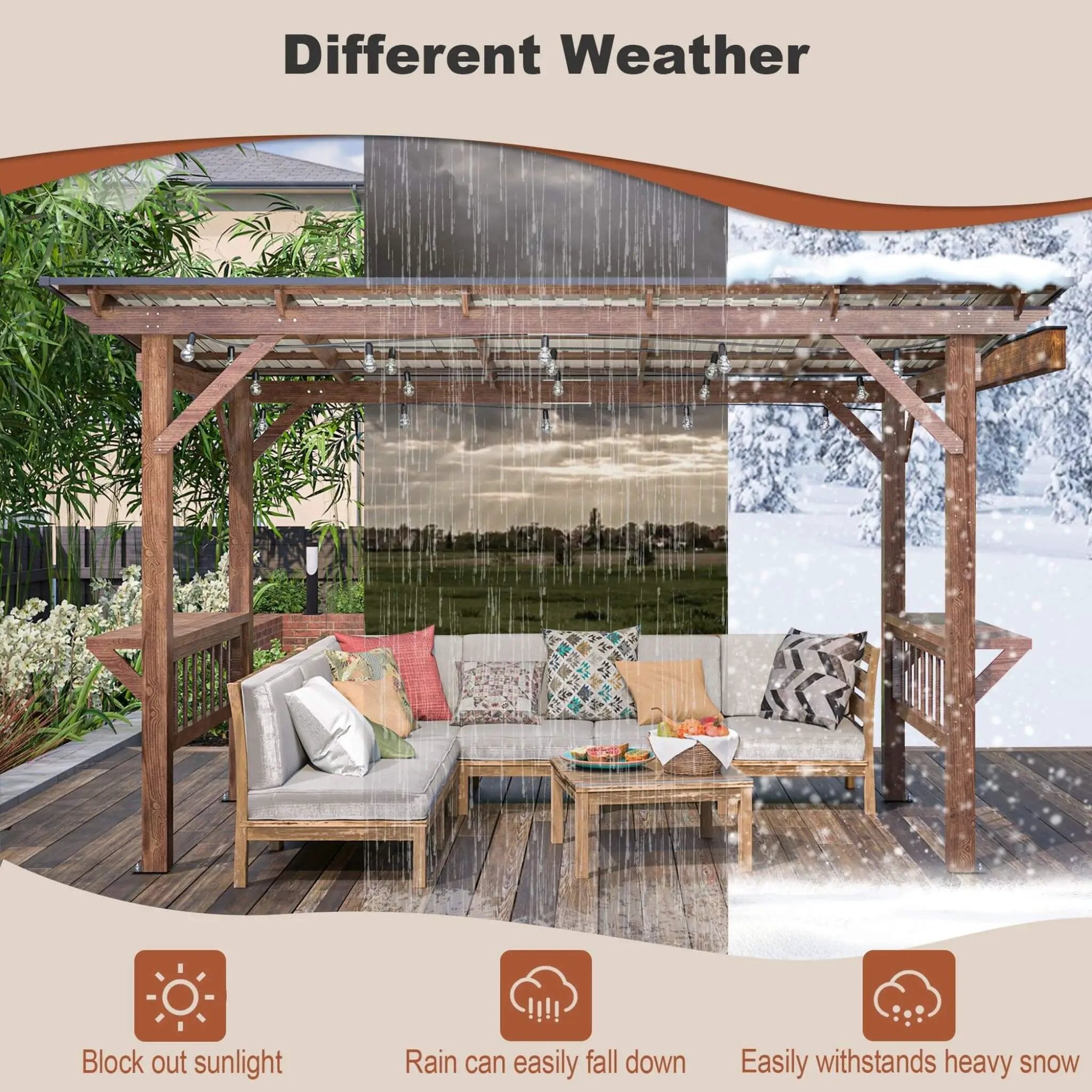 [06X13FT] Alora Durable Outdoor Hardtop BBQ Grill Shelter Gazebo With Shelves (SAK65420) by SAKSBY WHOLESALE