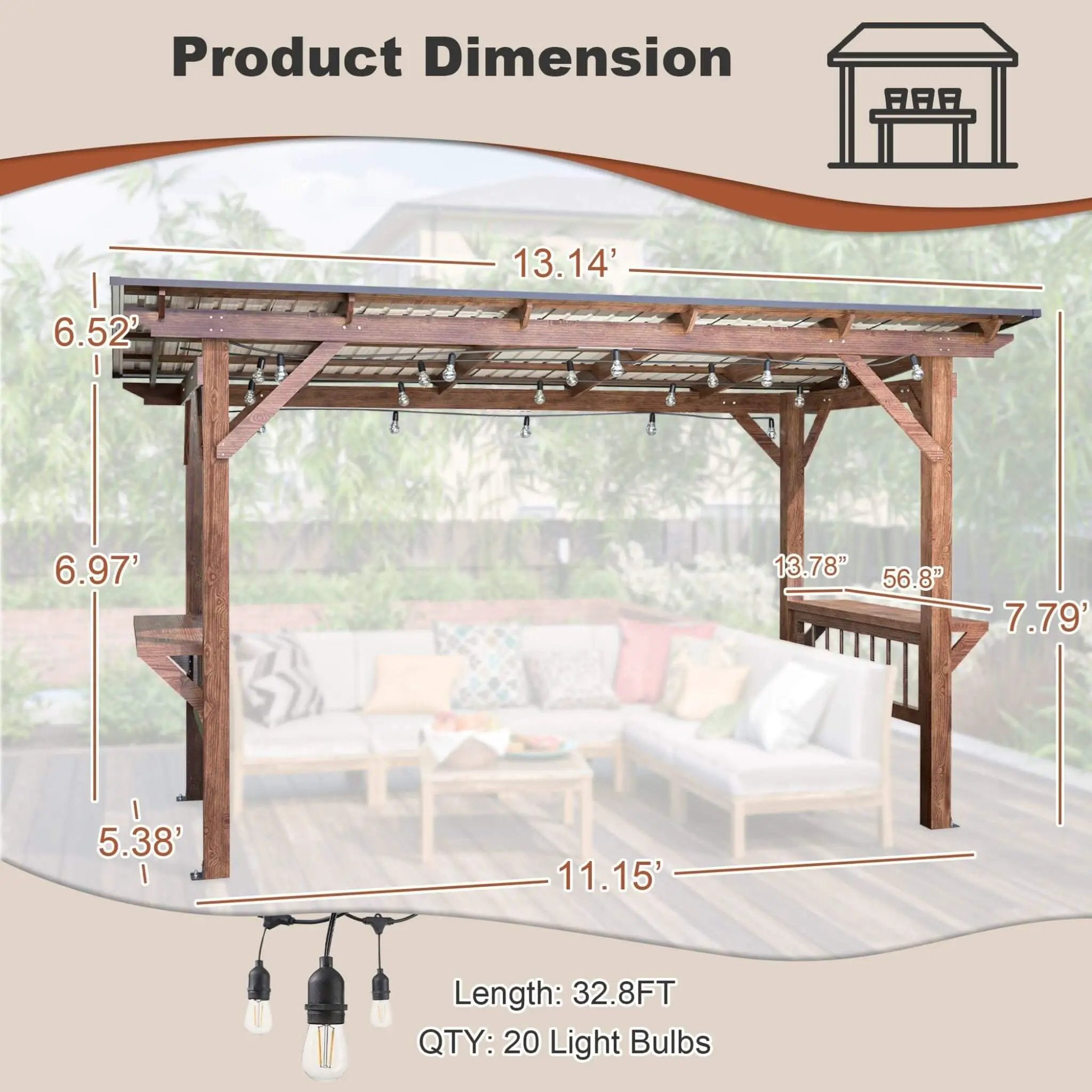[06X13FT] Alora Durable Outdoor Hardtop BBQ Grill Shelter Gazebo With Shelves (SAK65420) by SAKSBY WHOLESALE