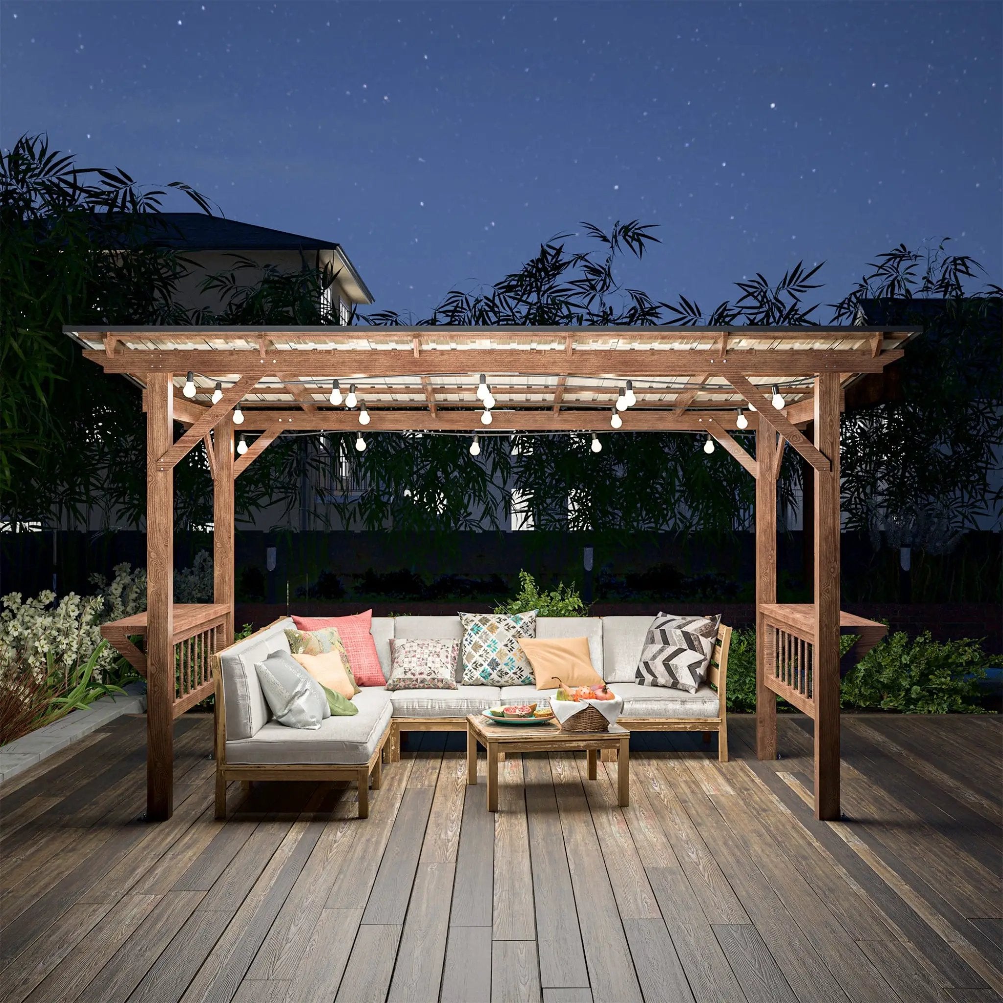 [06X13FT] Alora Durable Outdoor Hardtop BBQ Grill Shelter Gazebo With Shelves (SAK65420) by SAKSBY WHOLESALE