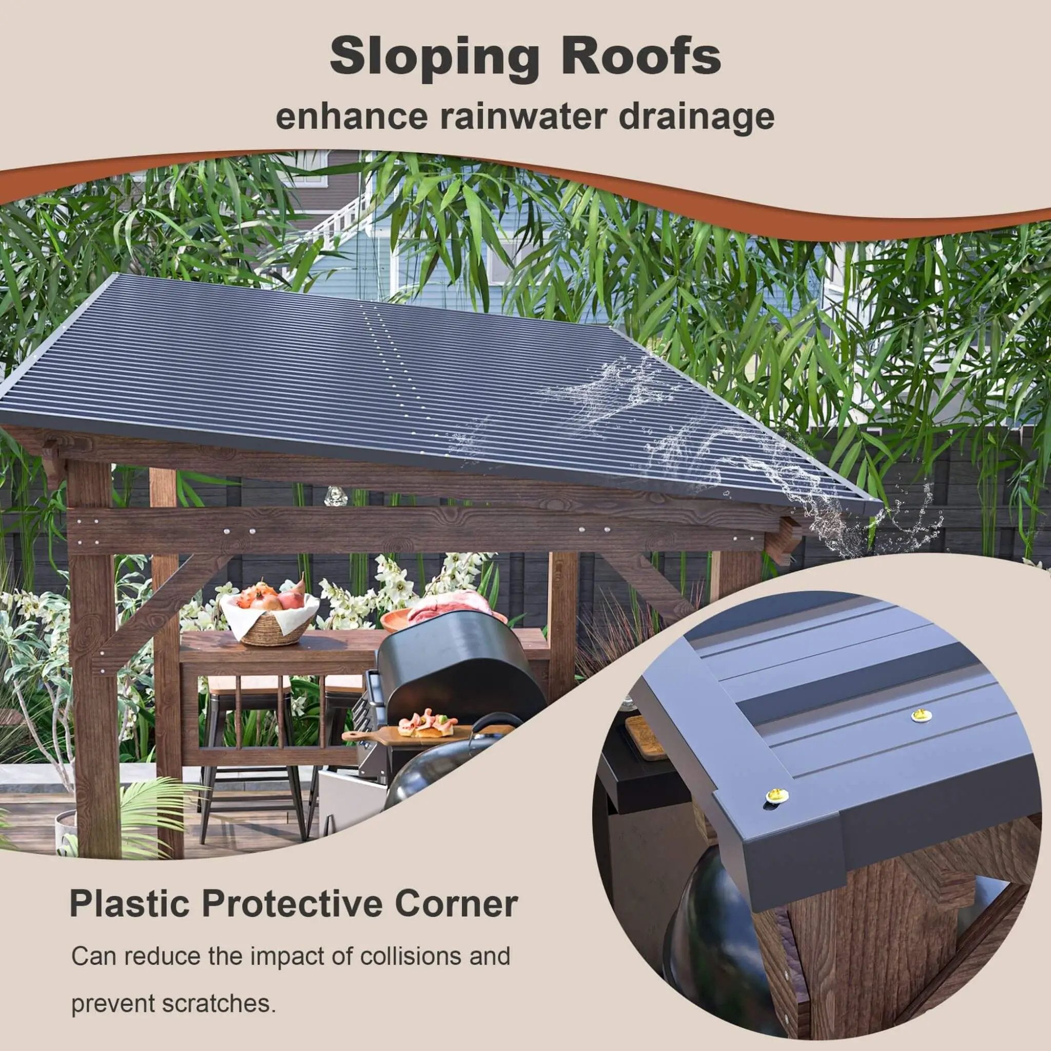[06X13FT] Alora Durable Outdoor Hardtop BBQ Grill Shelter Gazebo With Shelves (SAK65420) by SAKSBY WHOLESALE