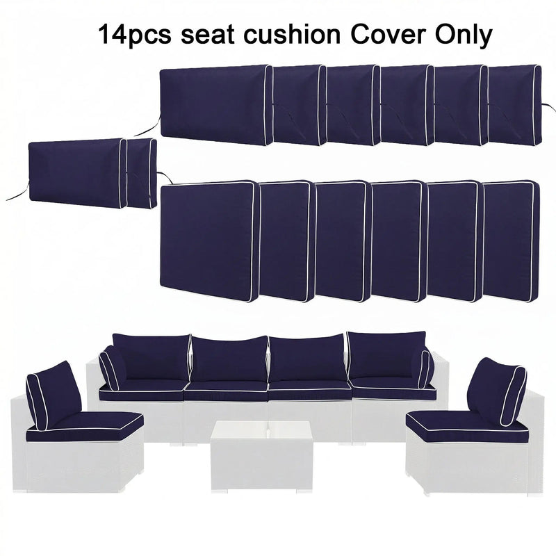 Cushion Covers for 7 Pcs Wicker Rattan Sectional Sofa by HouseOfZazla