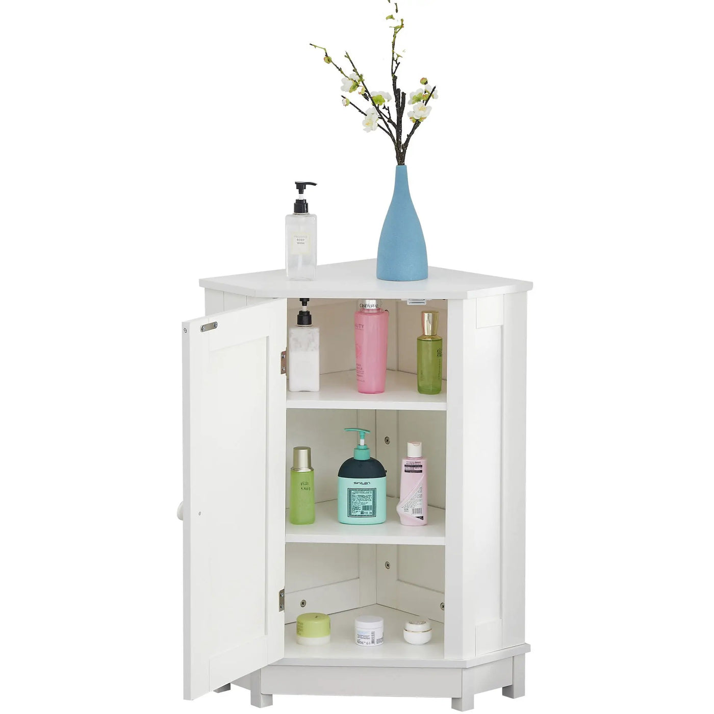 Bathroom Cabinet Triangle Corner Storage Cabinet With Adjustable Shelf Modern Style by HouseOfZazla