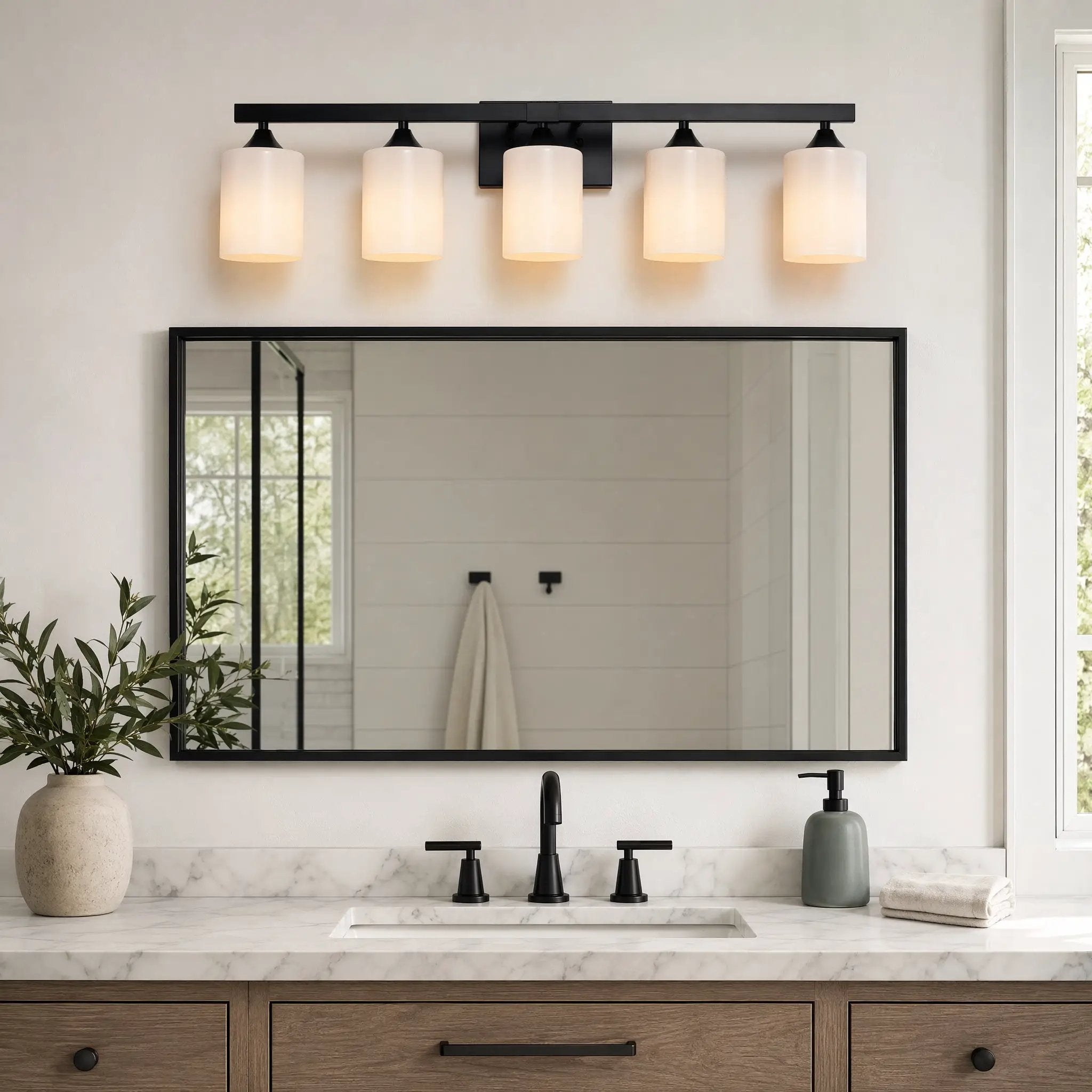 5-Light Matte Black Bathroom Lighting by HouseOfZazla