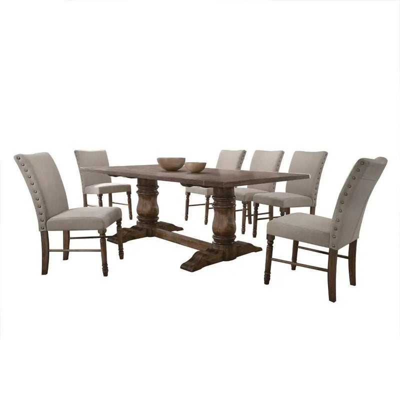 Leventis - Side Chair (Set of 2) - Cream Linen & Weathered Oak by Unique Piece Furniture