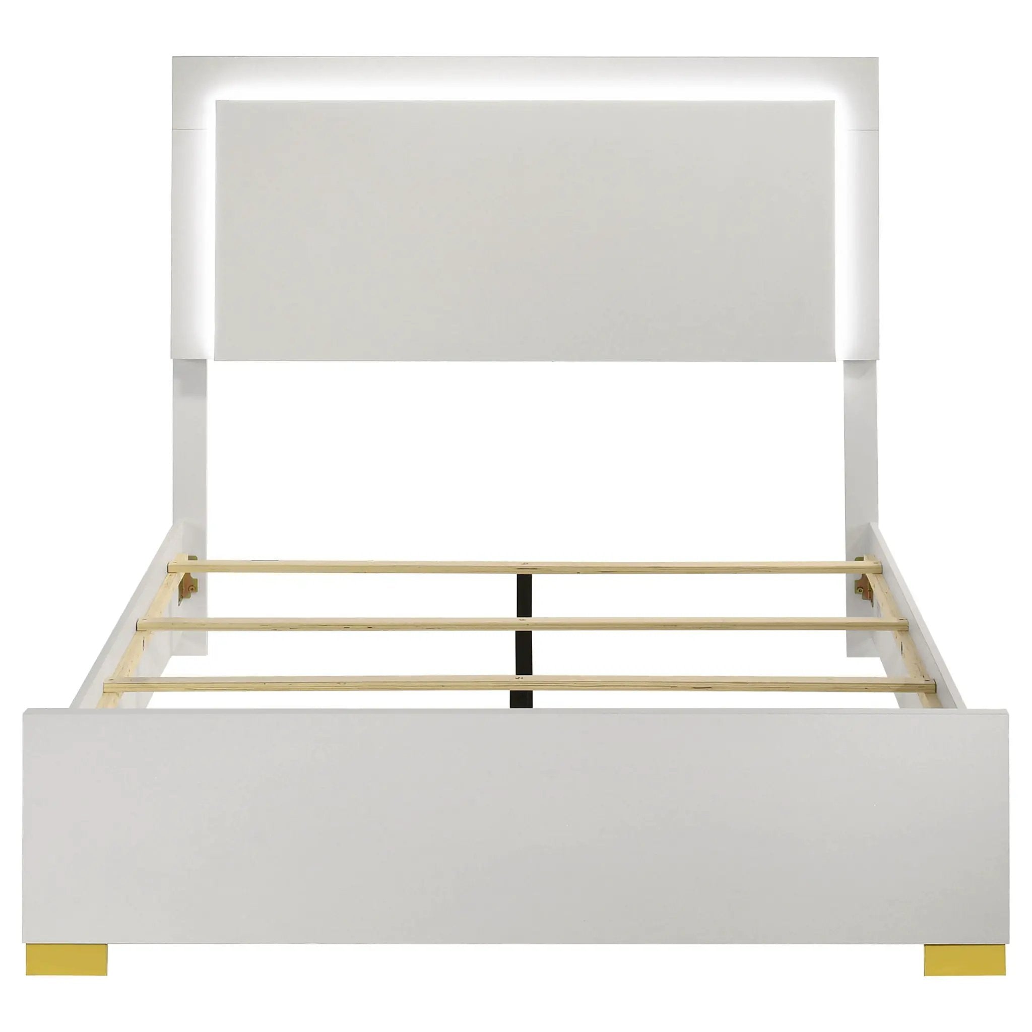 Marceline Wood Full LED Panel Bed White by Unique Piece Furniture