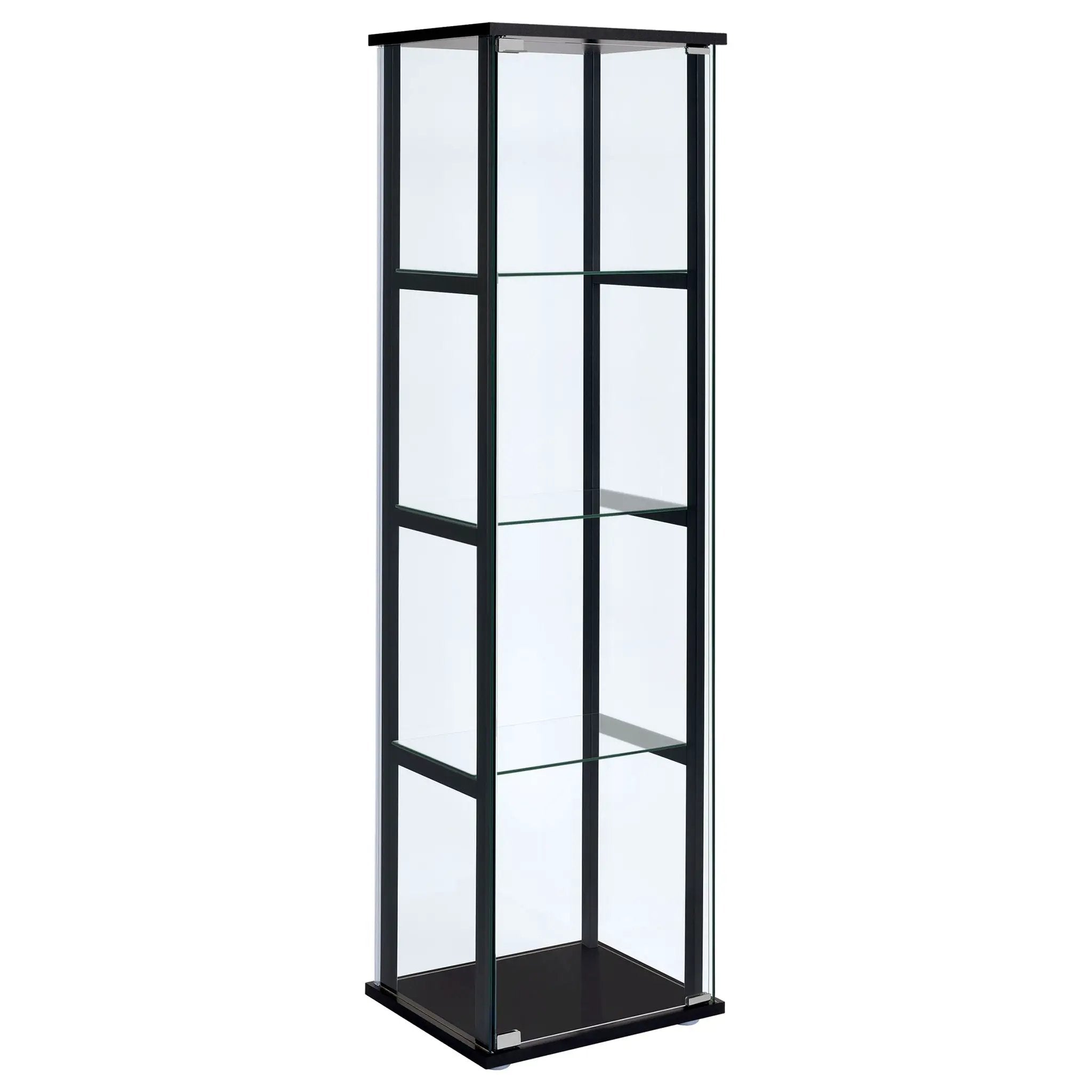 Cyclamen 4-shelf Clear Glass Curio Display Cabinet Black by Unique Piece Furniture