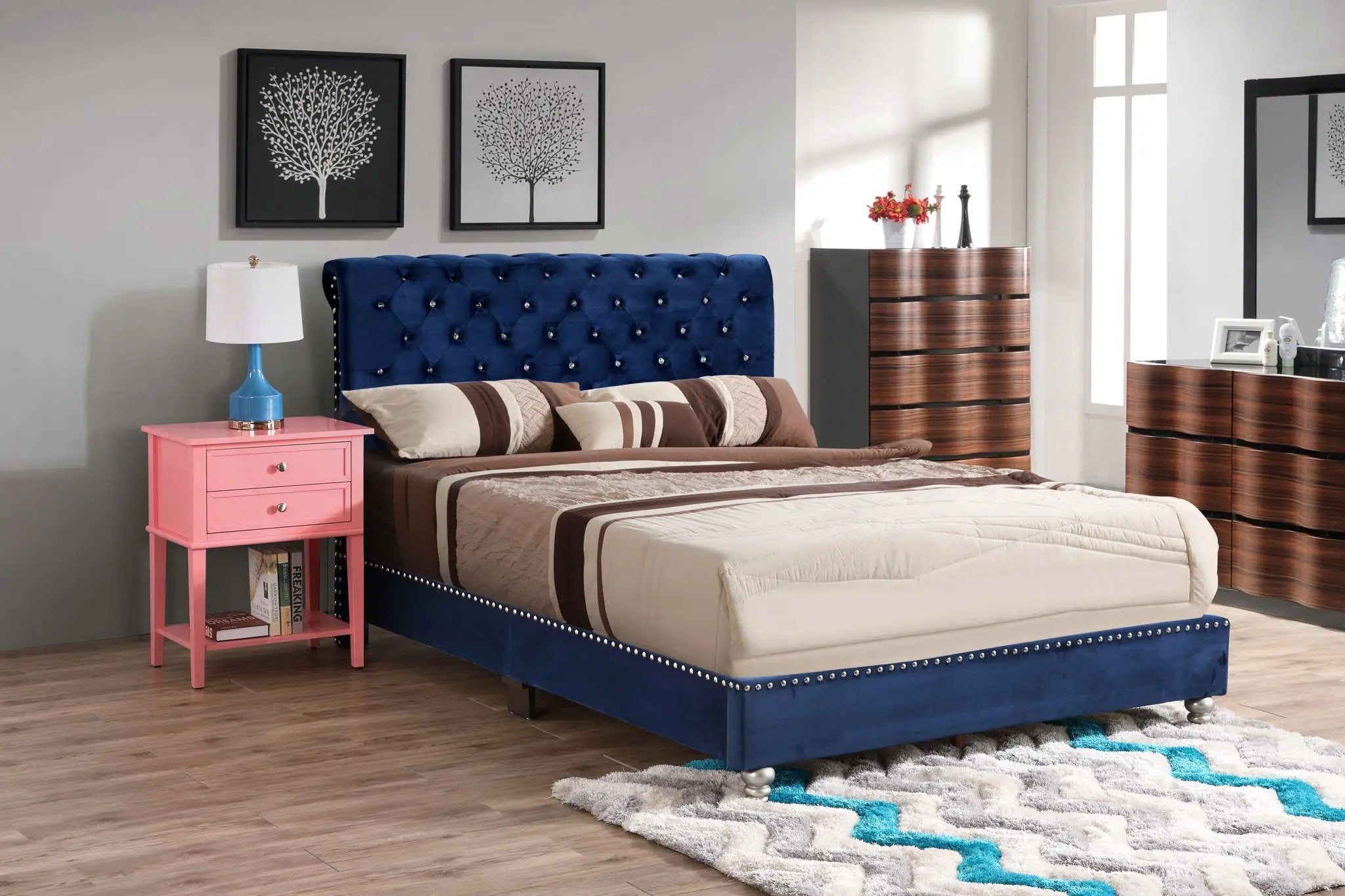 Elegant Transitional Upholstered Bed by Unique Piece Furniture