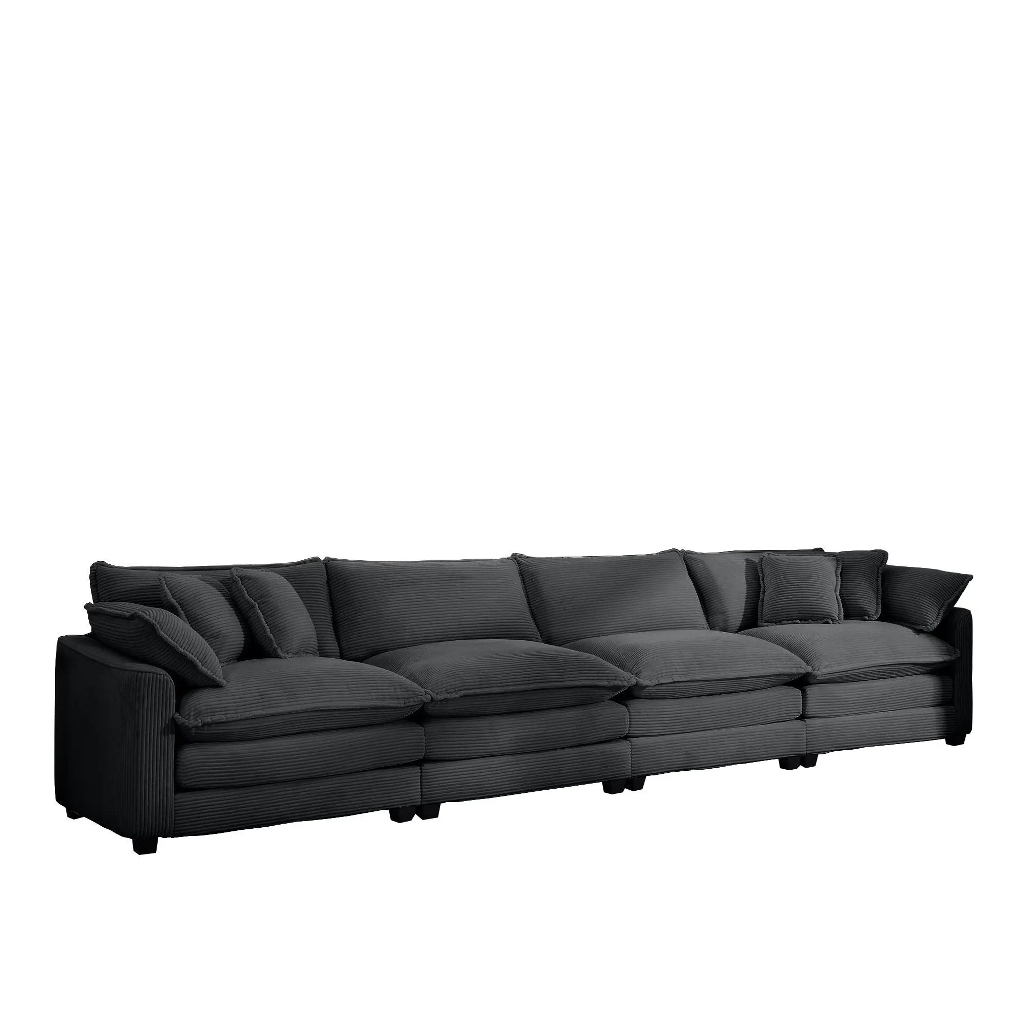 Modern Upholstered 4 Seater Fabric Sofa With Arm And Throw Pillows by HouseOfZazla