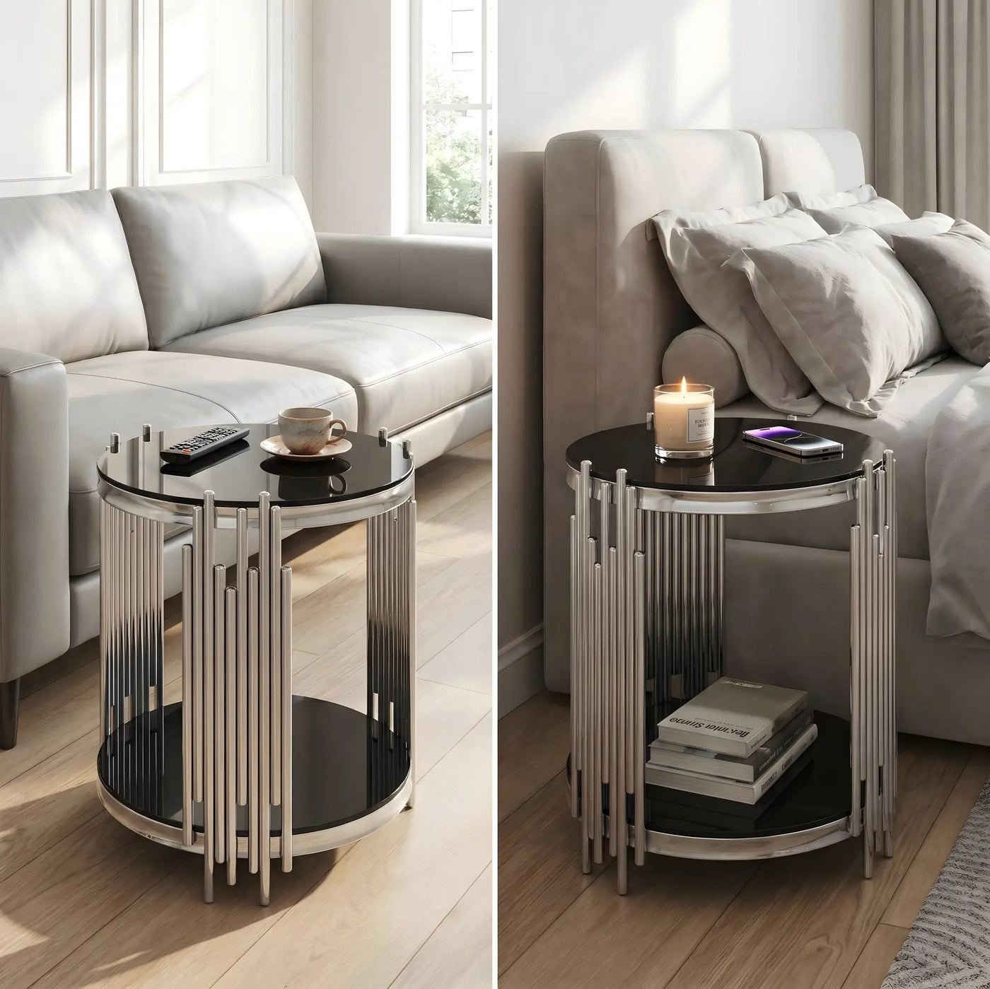 Modern Luxury Coffee Table and Side Table Set, 2-Piece Oval by HouseOfZazla