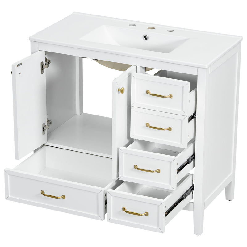 Elegant Vintage Bathroom Vanity With Sink and Soft Closing Drawers by HouseOfZazla