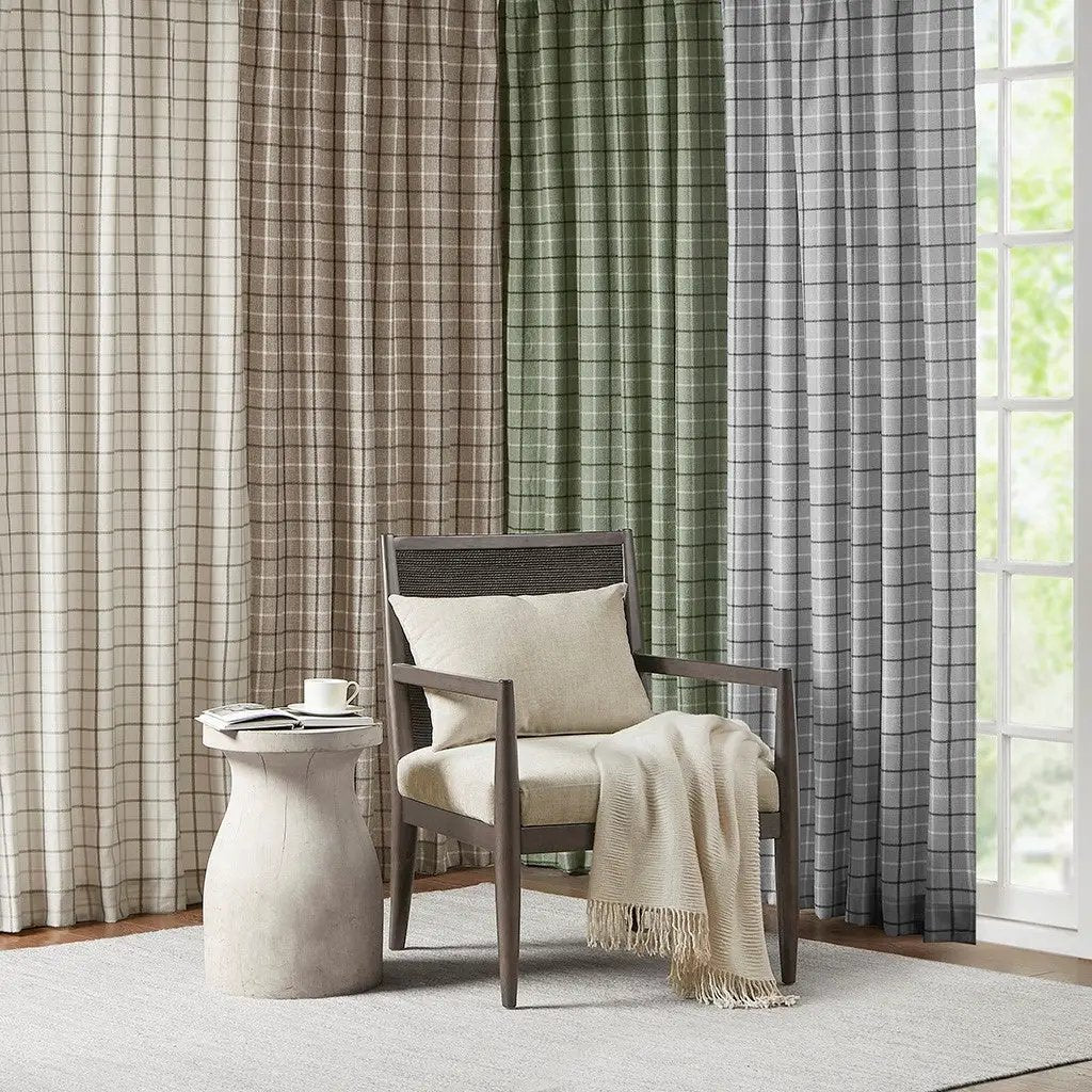 Plaid Rod Pocket and Back Tab Curtain Panel with Fleece Lining by HouseOfZazla