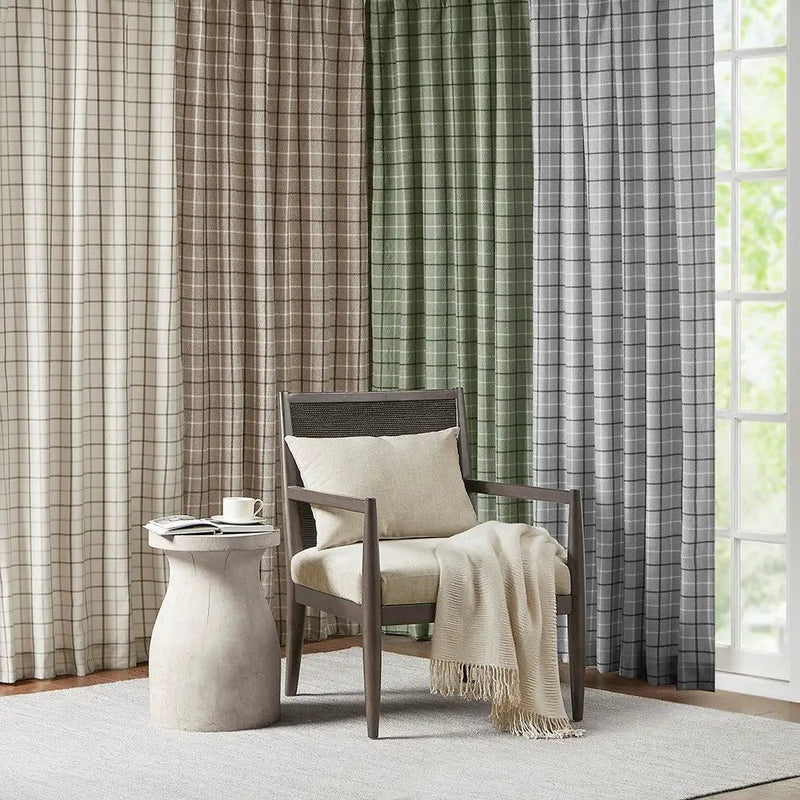 Plaid Rod Pocket and Back Tab Curtain Panel with Fleece Lining by HouseOfZazla