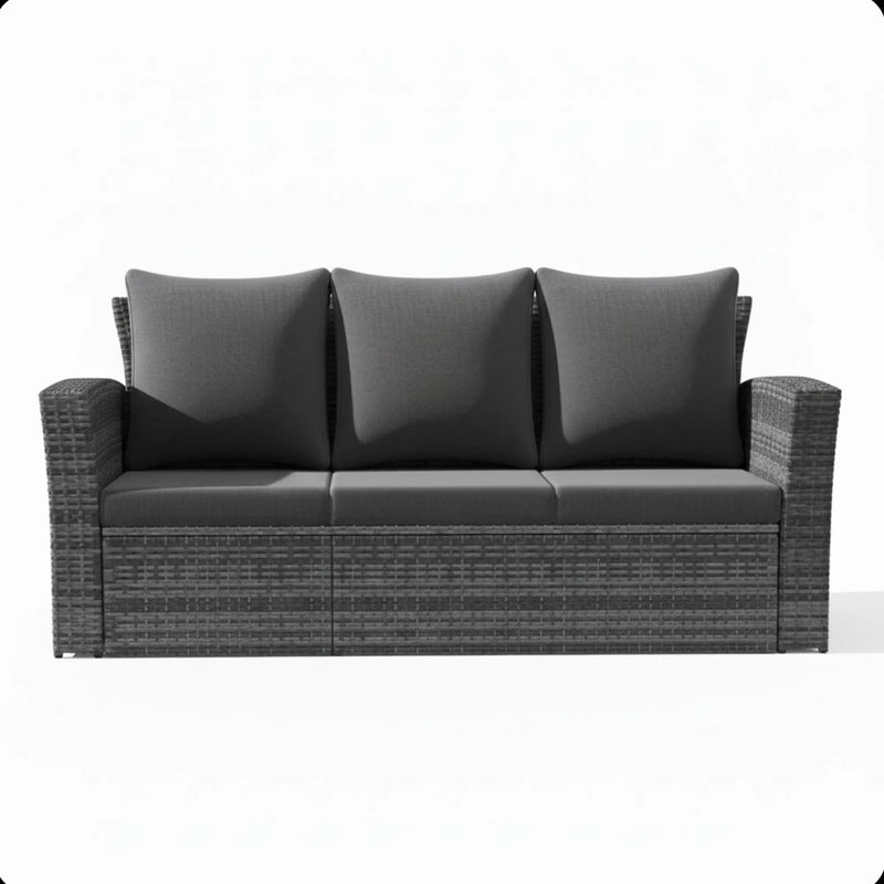 All-Weather Wicker 3 Seat Patio Sofa With Thick Cushions by HouseOfZazla
