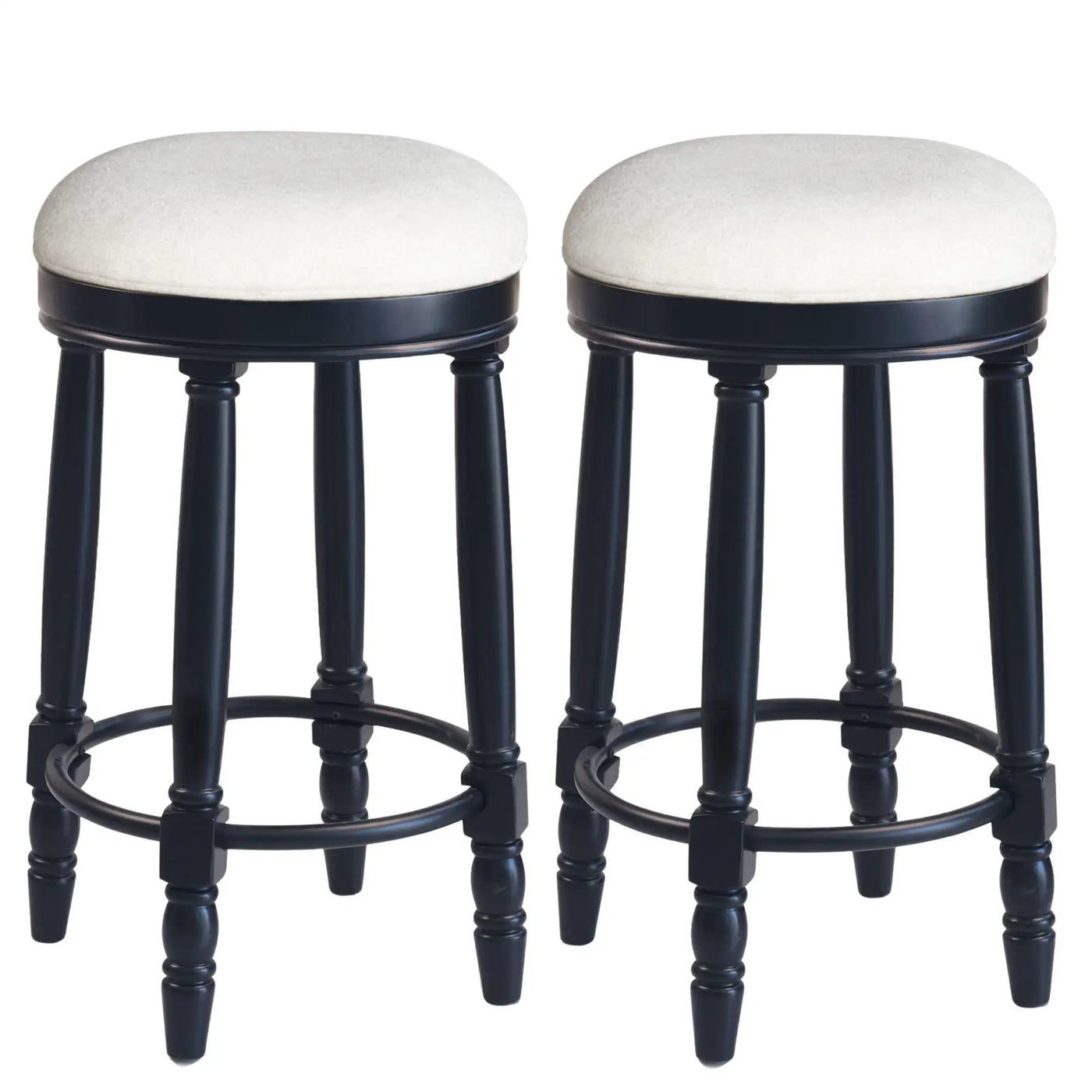 360° Swivel Wooden Barstools With Upholstered Seat, Counter Height (Set of 2) by HouseOfZazla