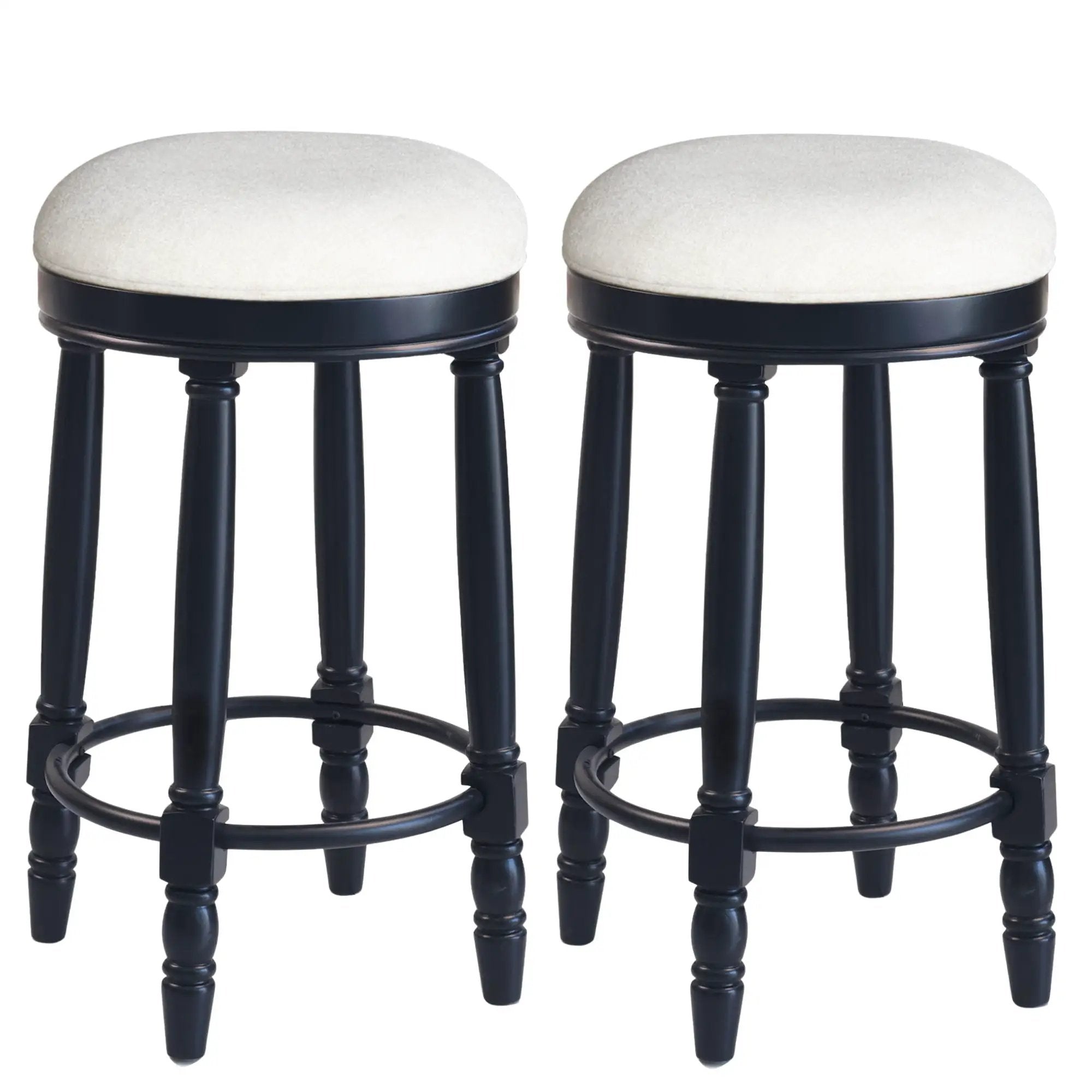 360° Swivel Wooden Barstools With Upholstered Seat, Counter Height (Set of 2) by Unique Piece Furniture