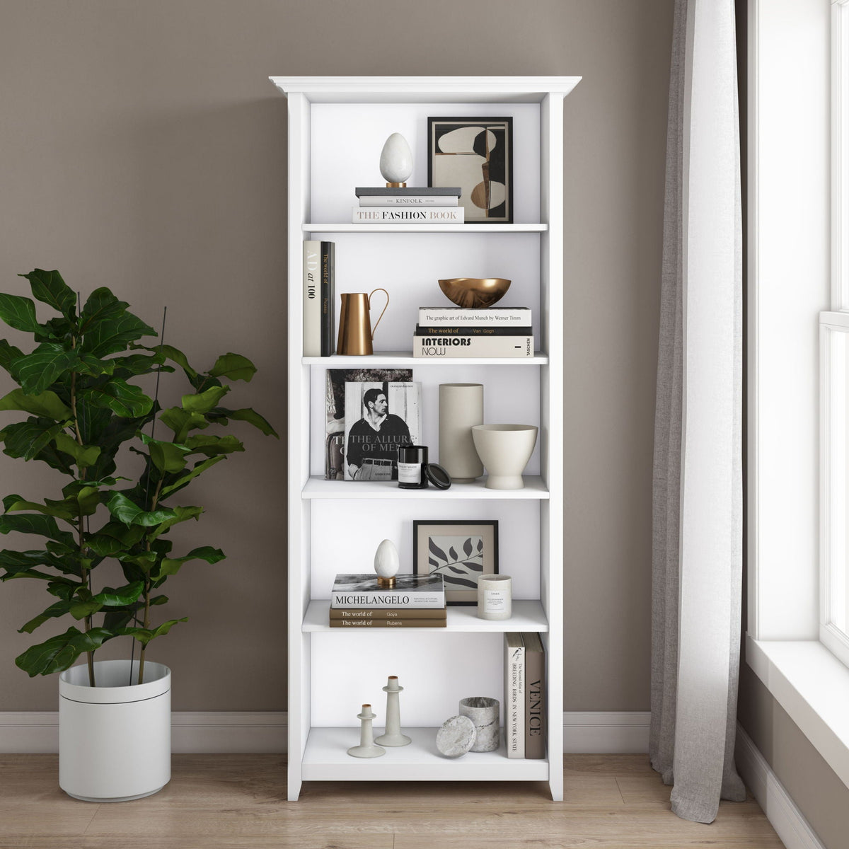 Amherst 5 Shelf Bookcase with Adjustable Shelves - Multiple Colors, photo 2 of 40
