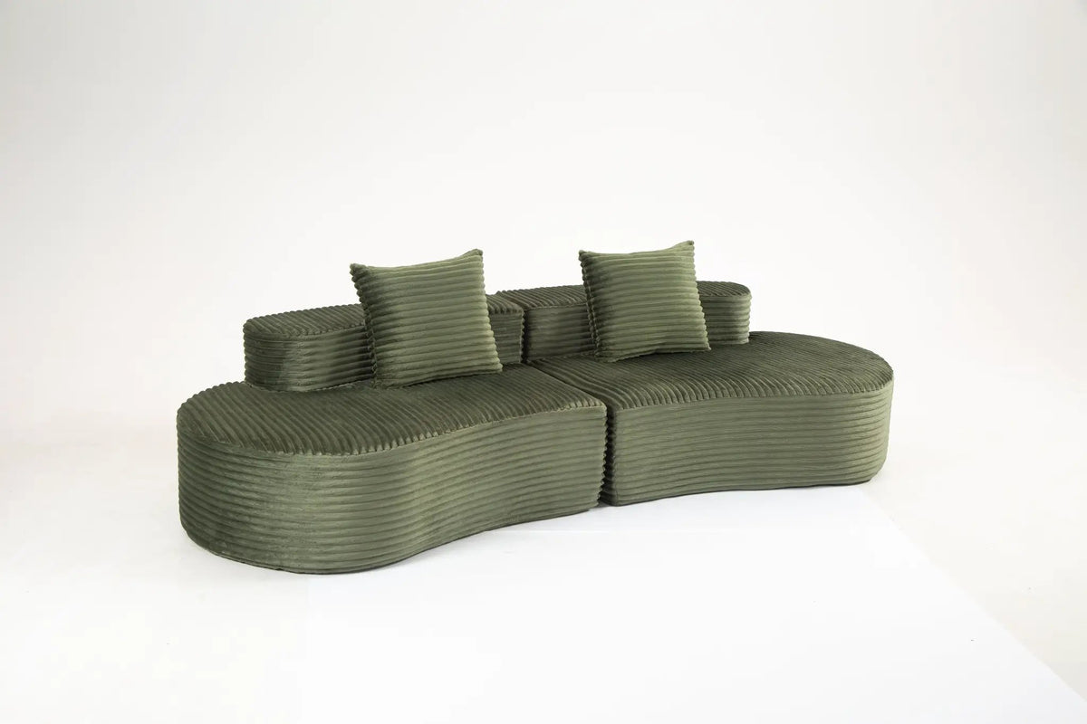 Cozy Corduroy 2-Seater Sofa with Lumbar Pillows by HouseOfZazla