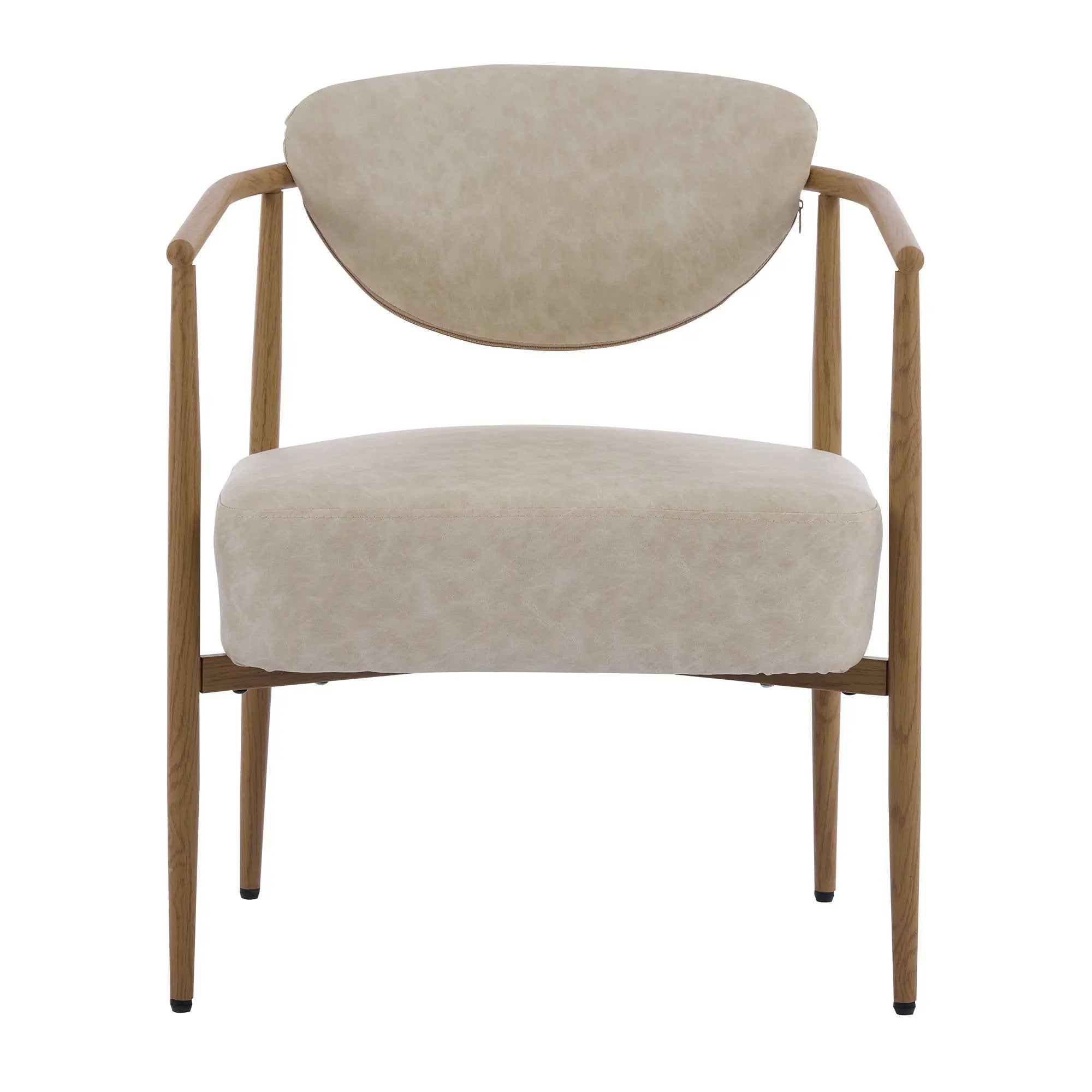 Beige PU Leather Dining Room Chair with Metal Frame by HouseOfZazla
