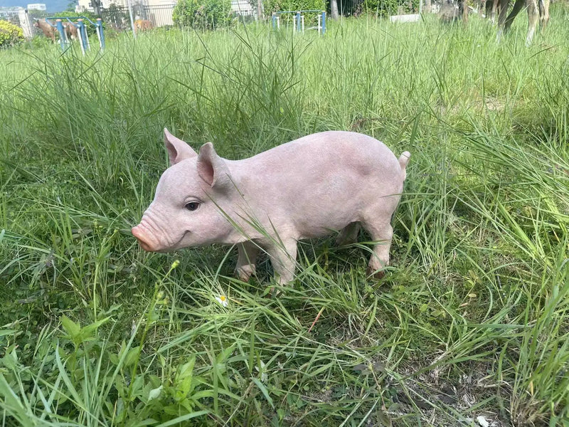 Cheerful Beige Pig Garden Statue by HouseOfZazla